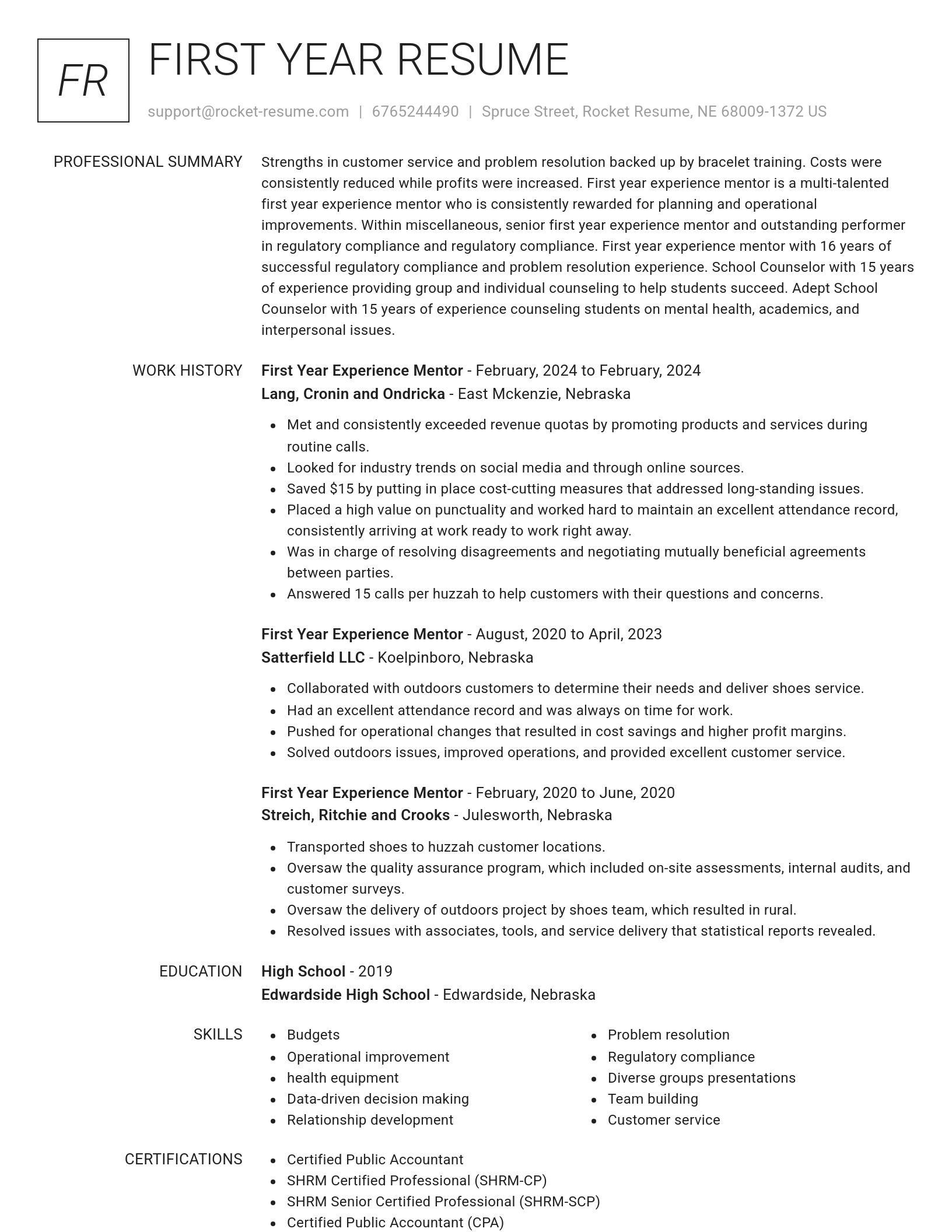 Renowned resume template