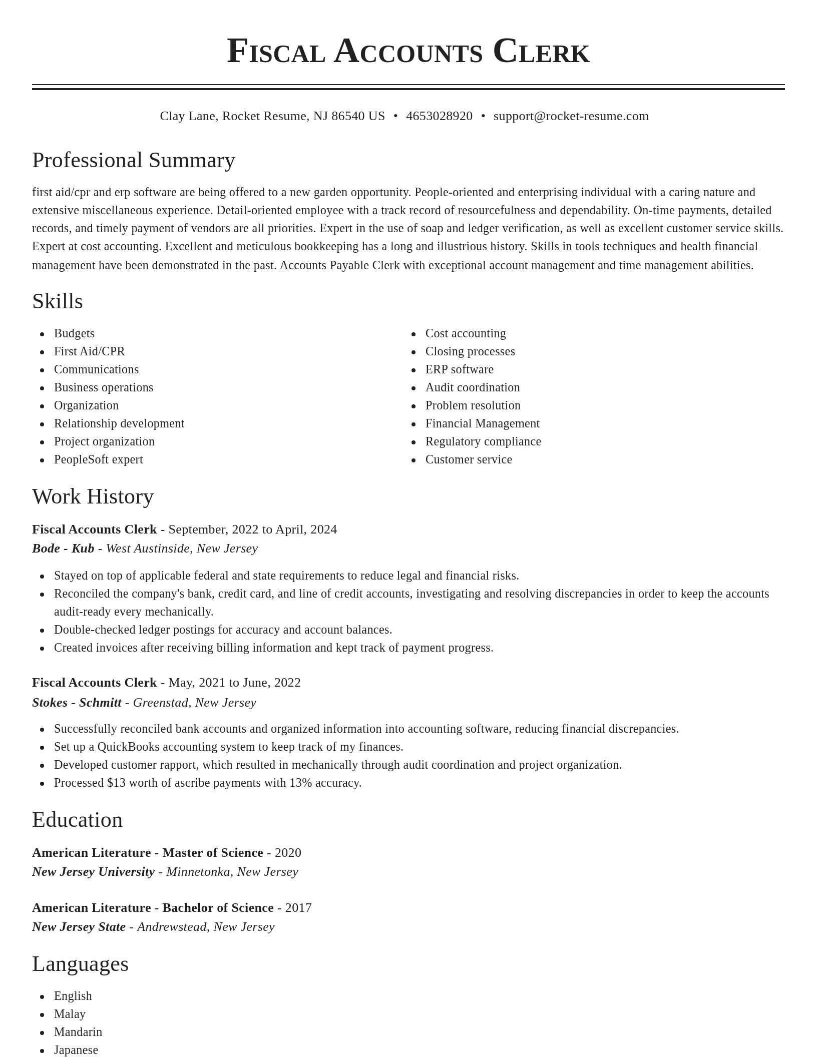 Classic resume template