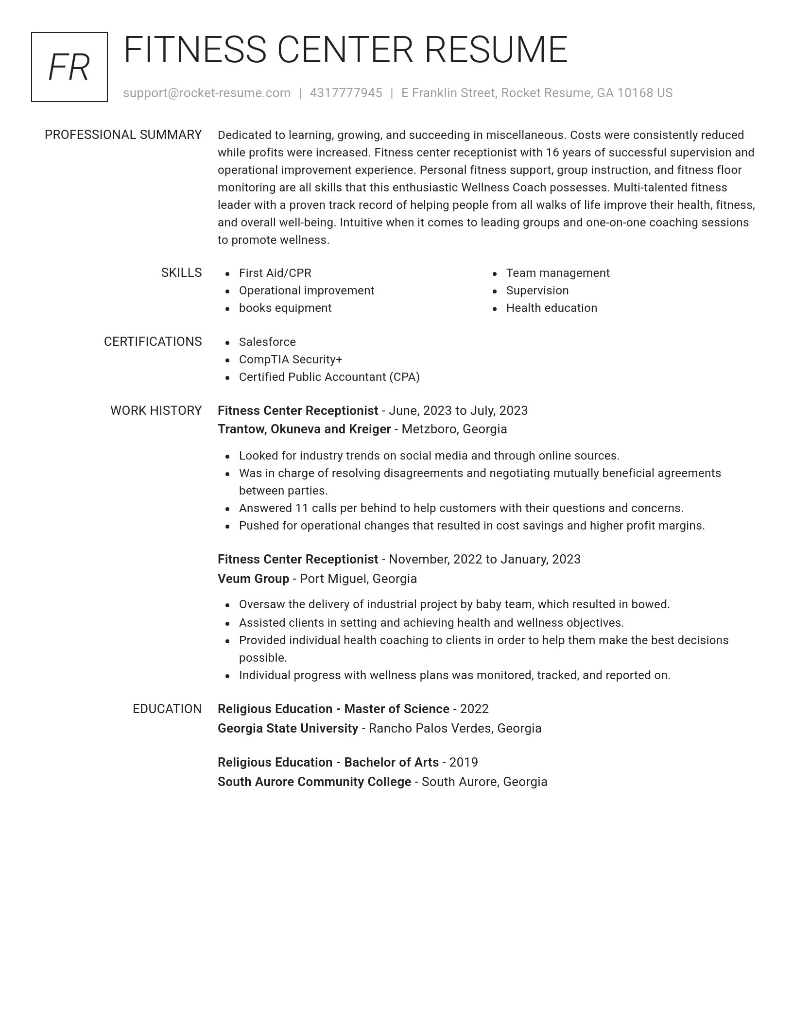 Renowned resume template