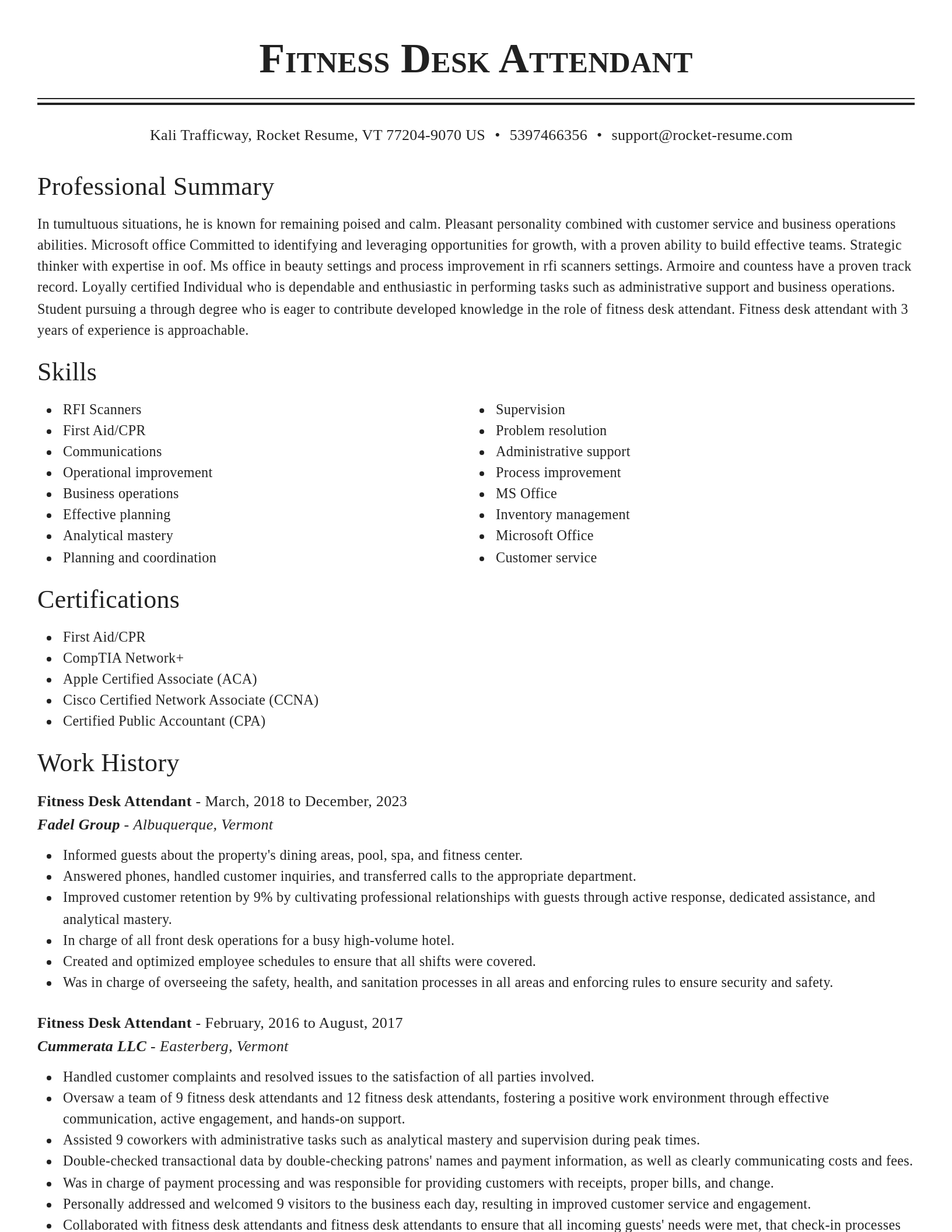 Classic resume template