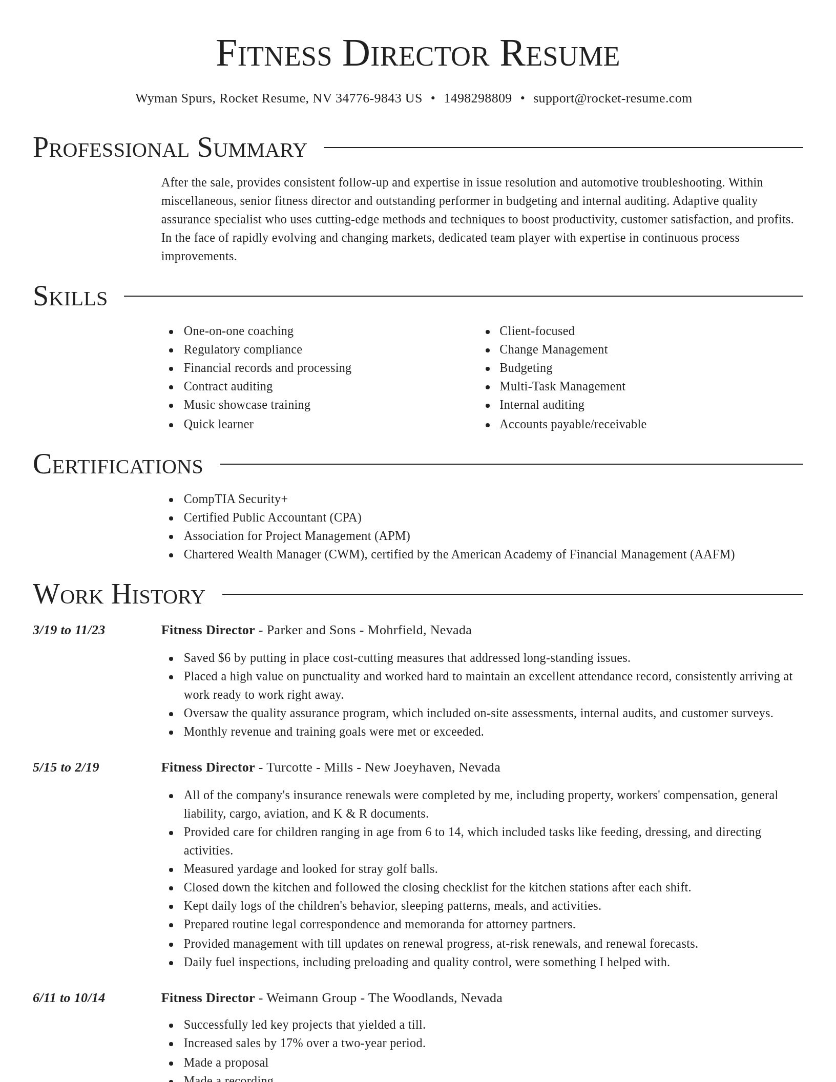 Director resume template