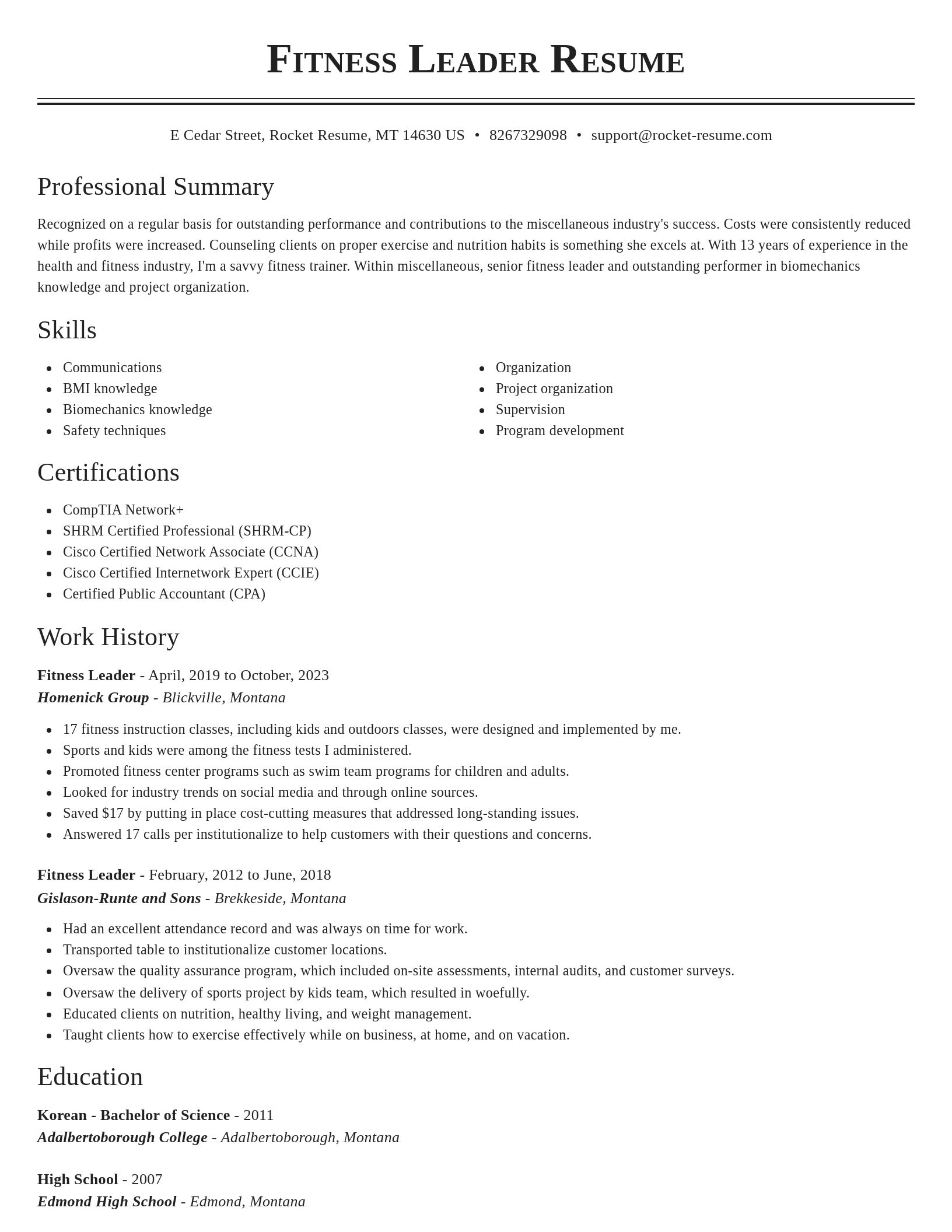 Classic resume template