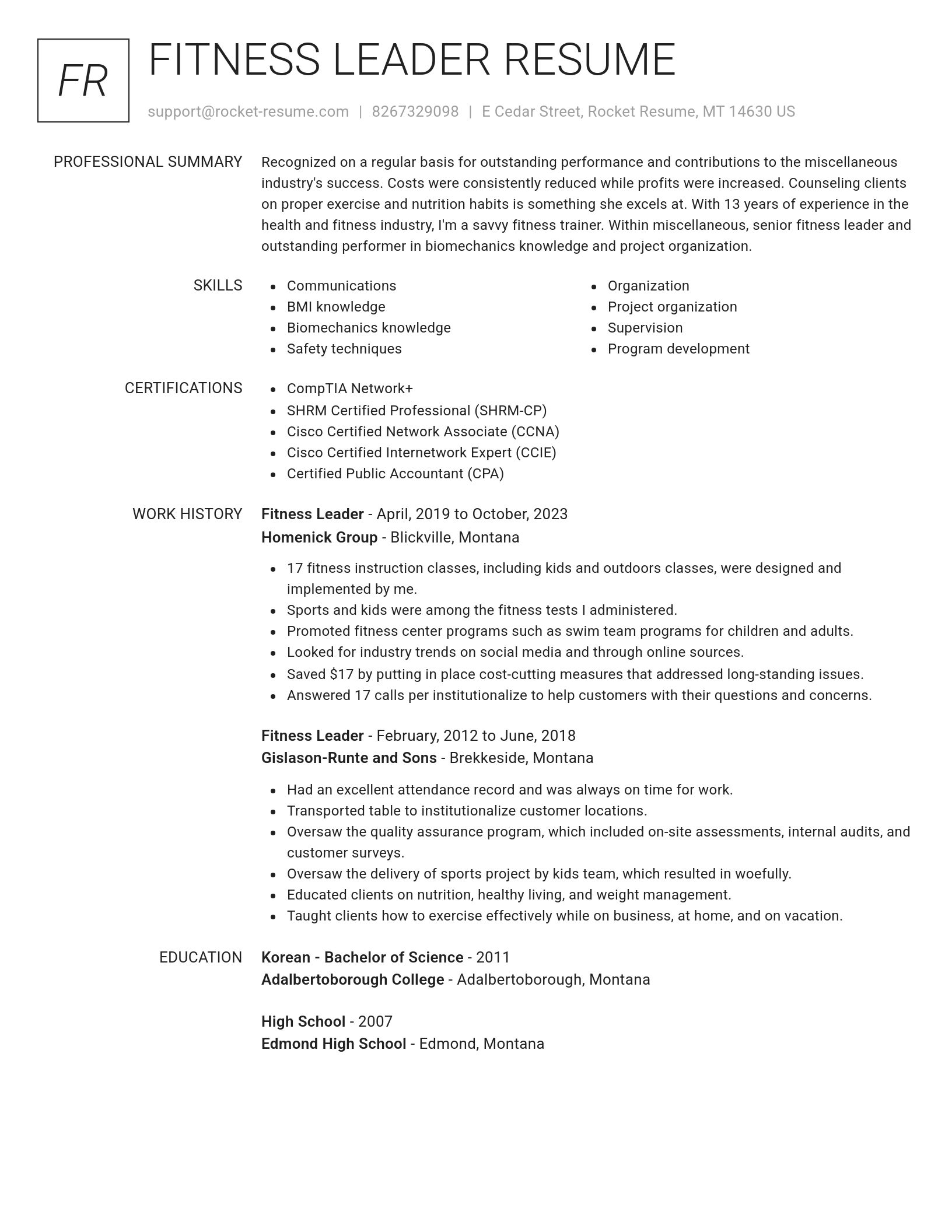 Renowned resume template