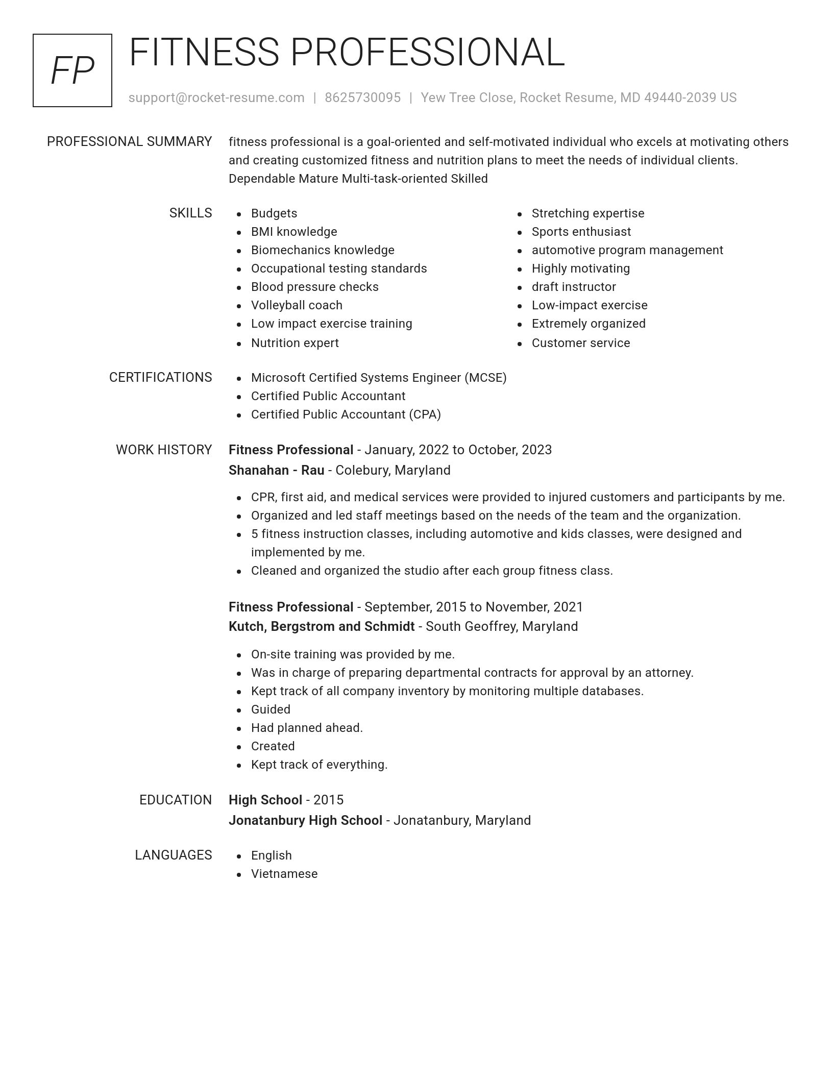 Renowned resume template