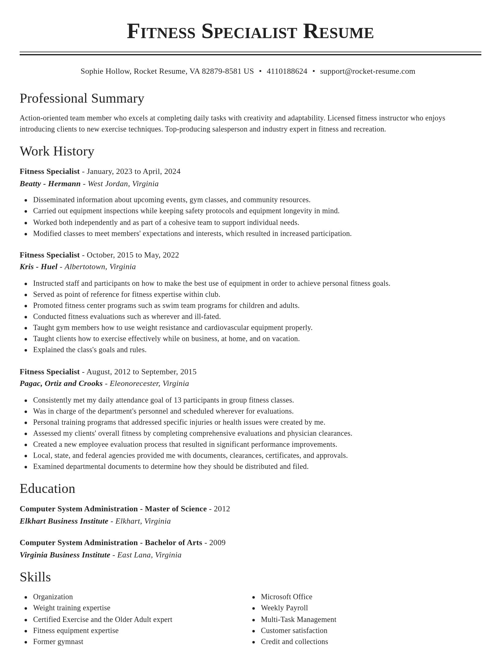 Classic resume template