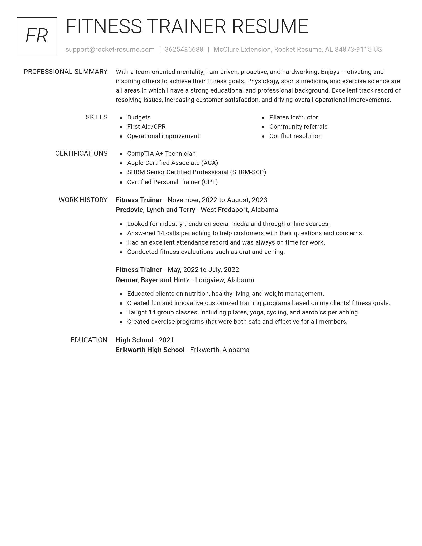 Renowned resume template