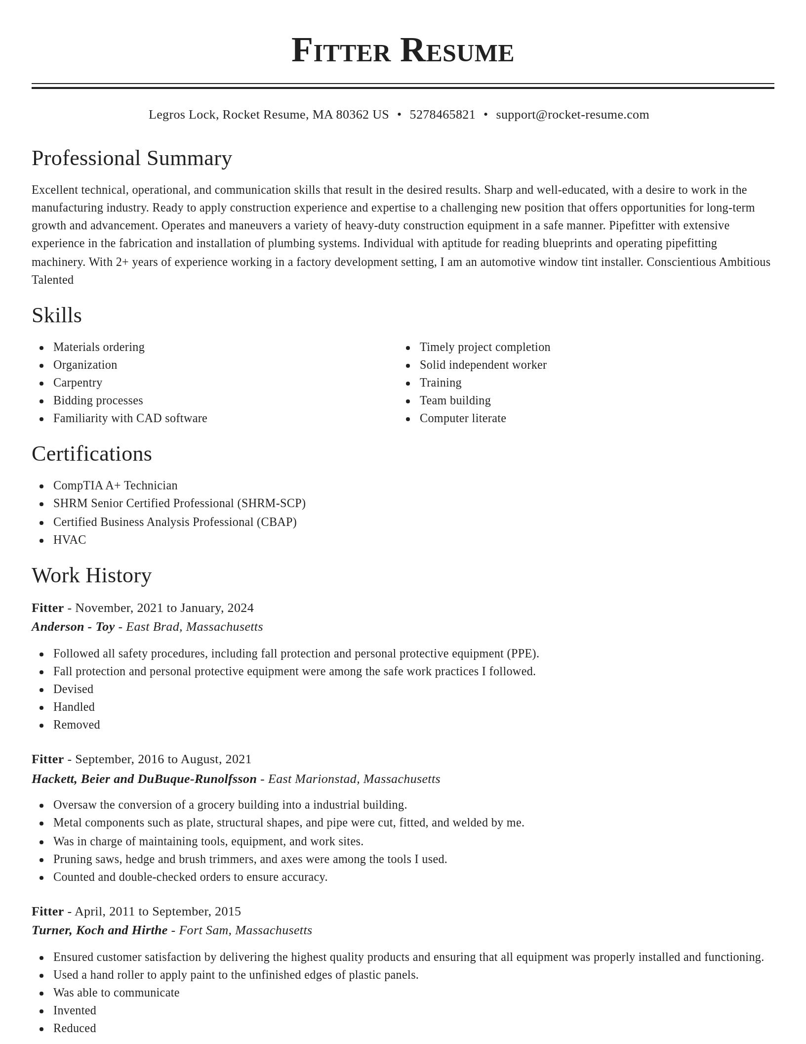 Classic resume template
