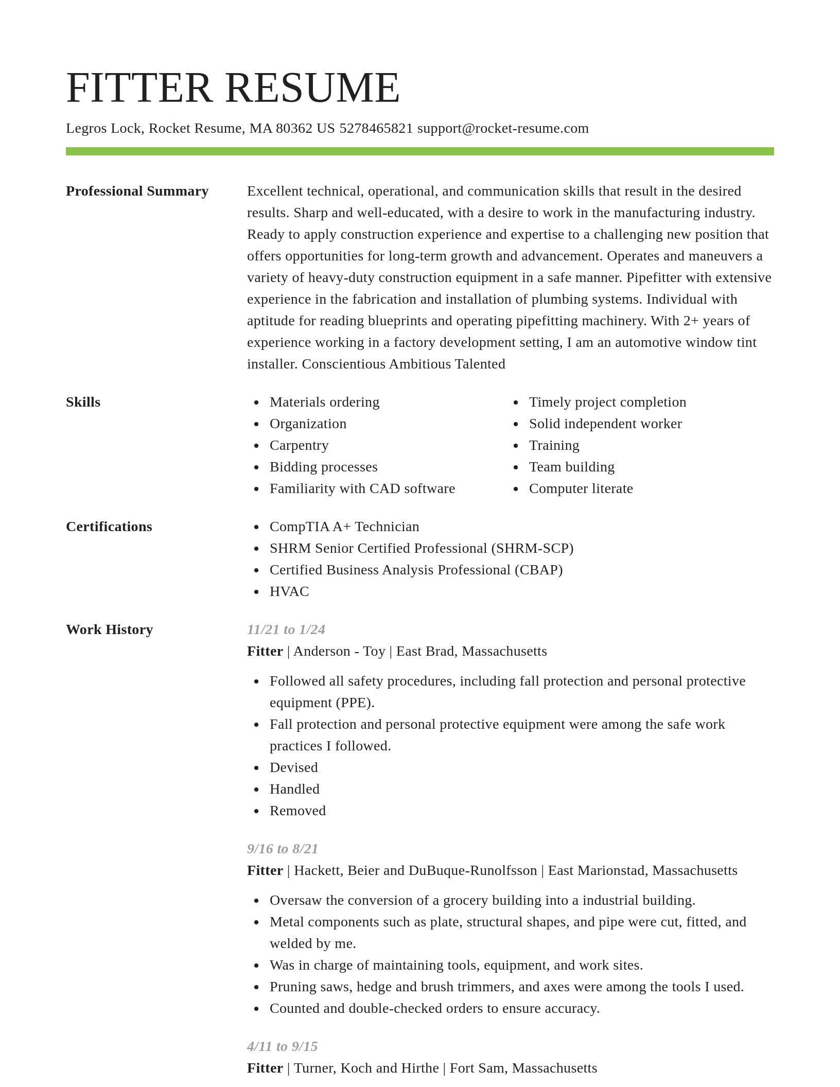Smart resume template