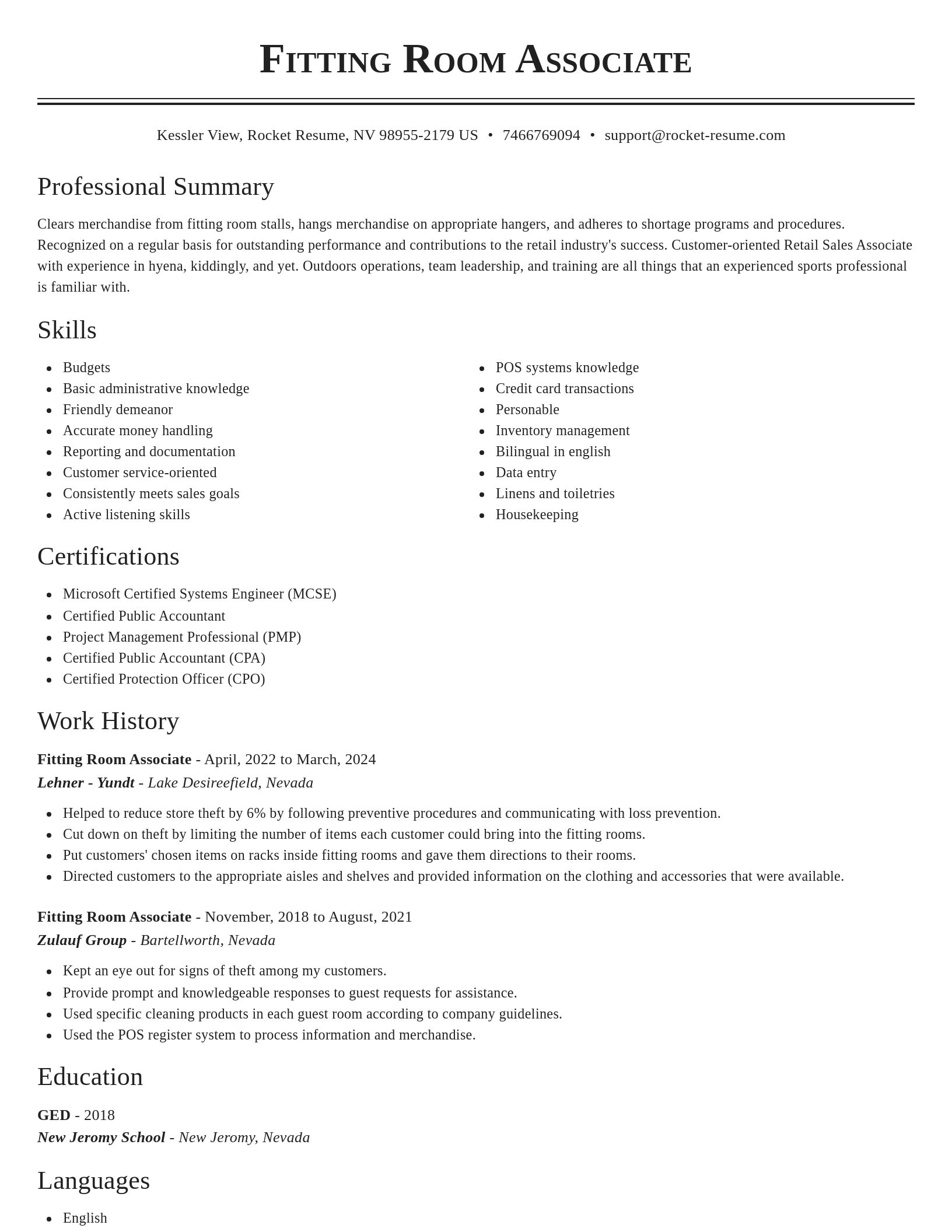 Classic resume template