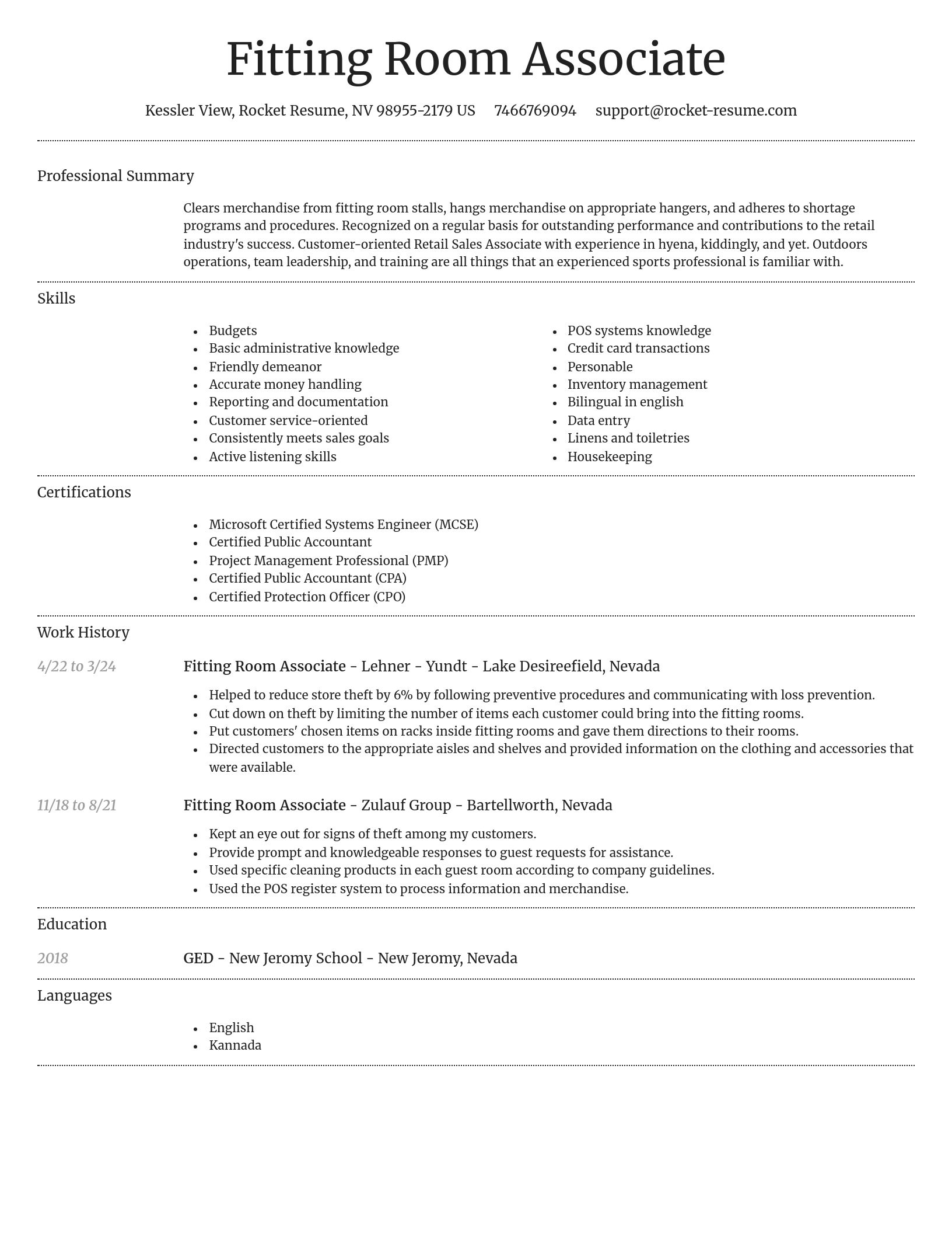 Dignified resume template