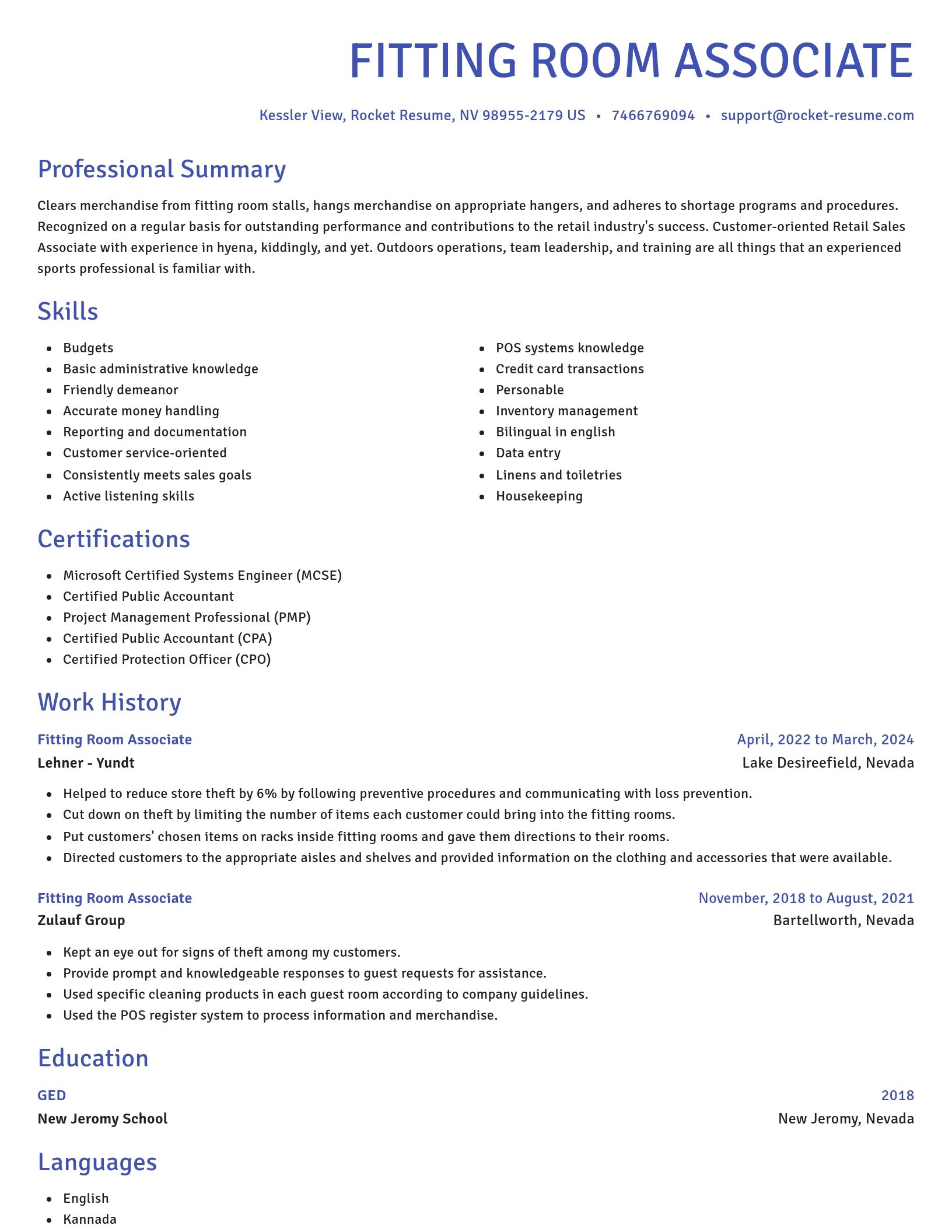 Novel resume template