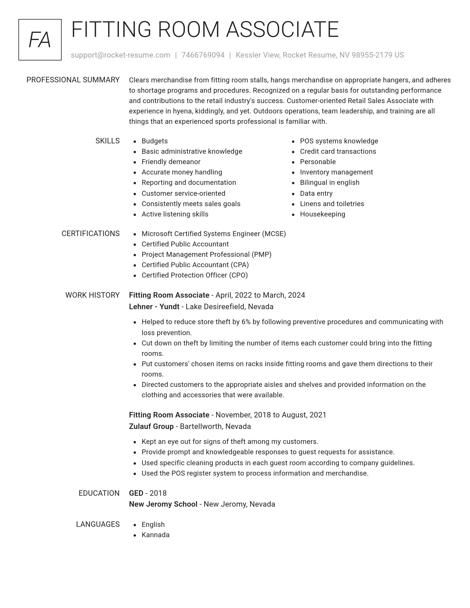 Renowned resume template