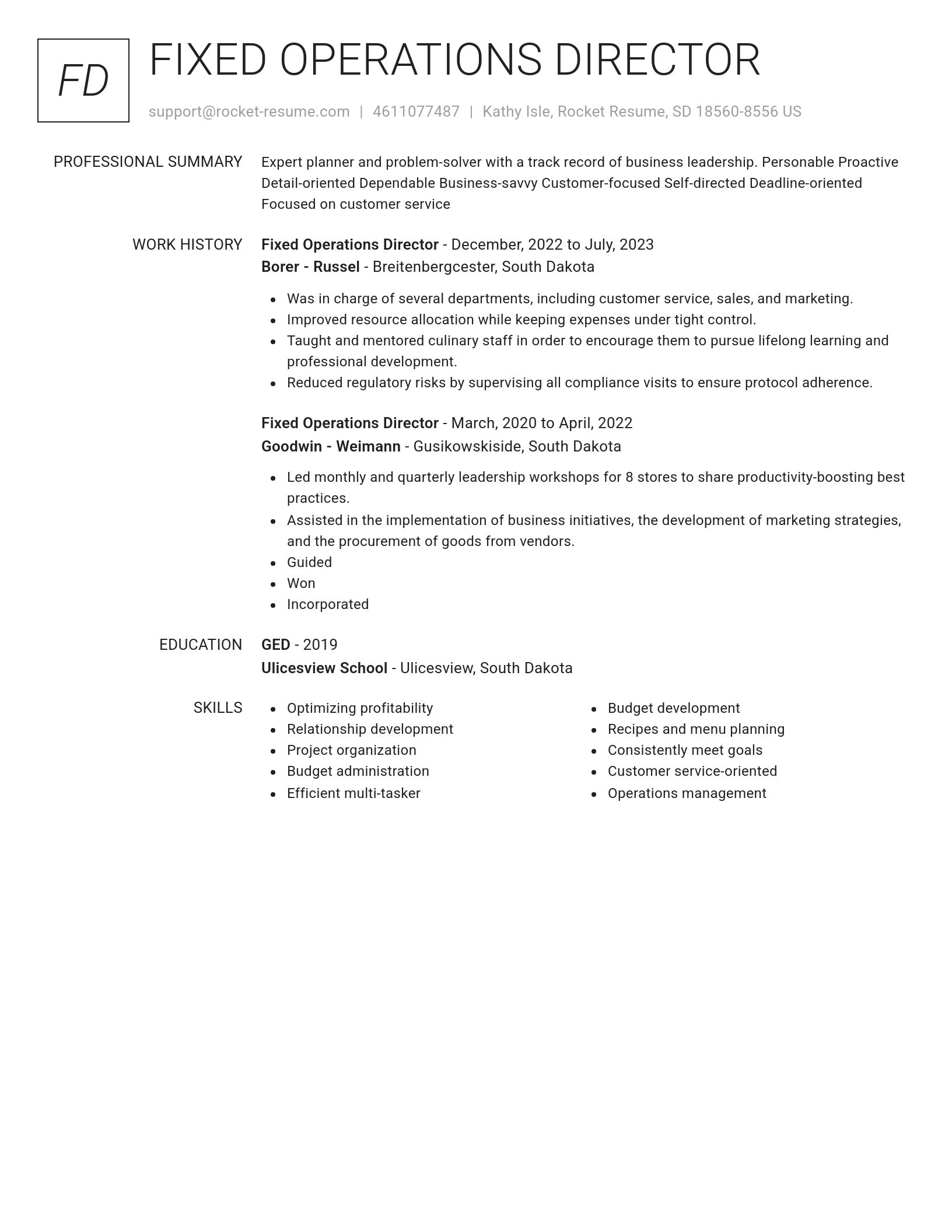 Renowned resume template