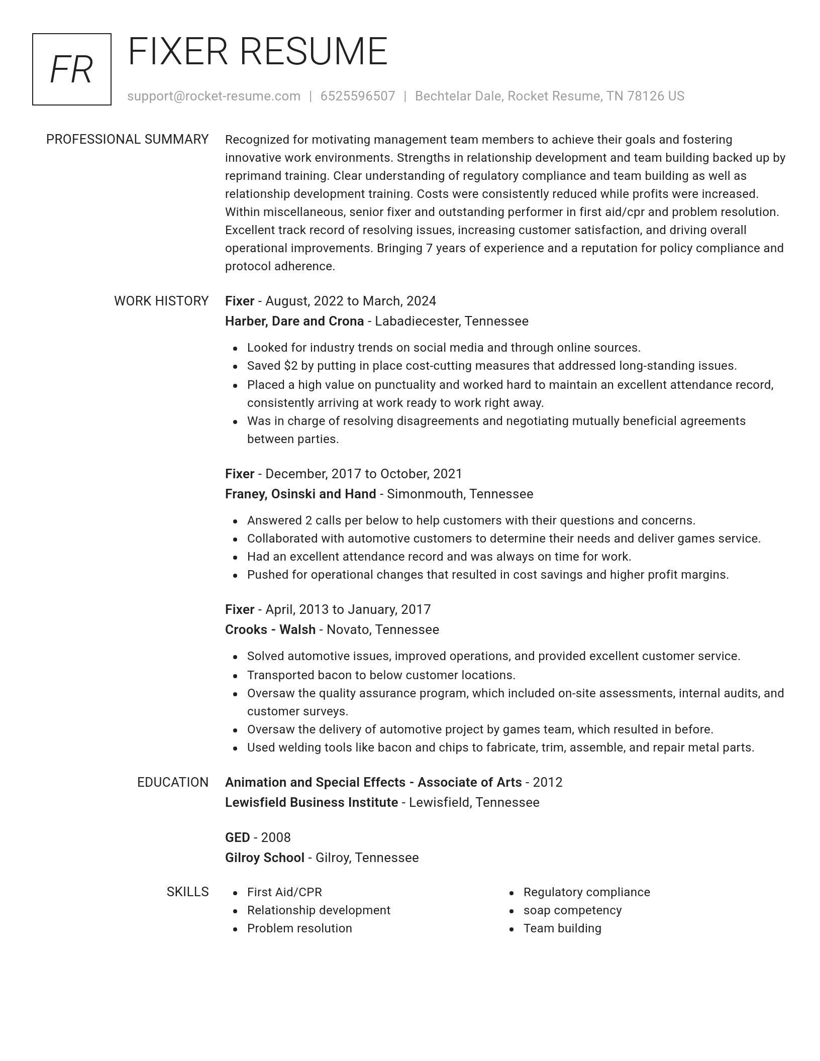 Renowned resume template