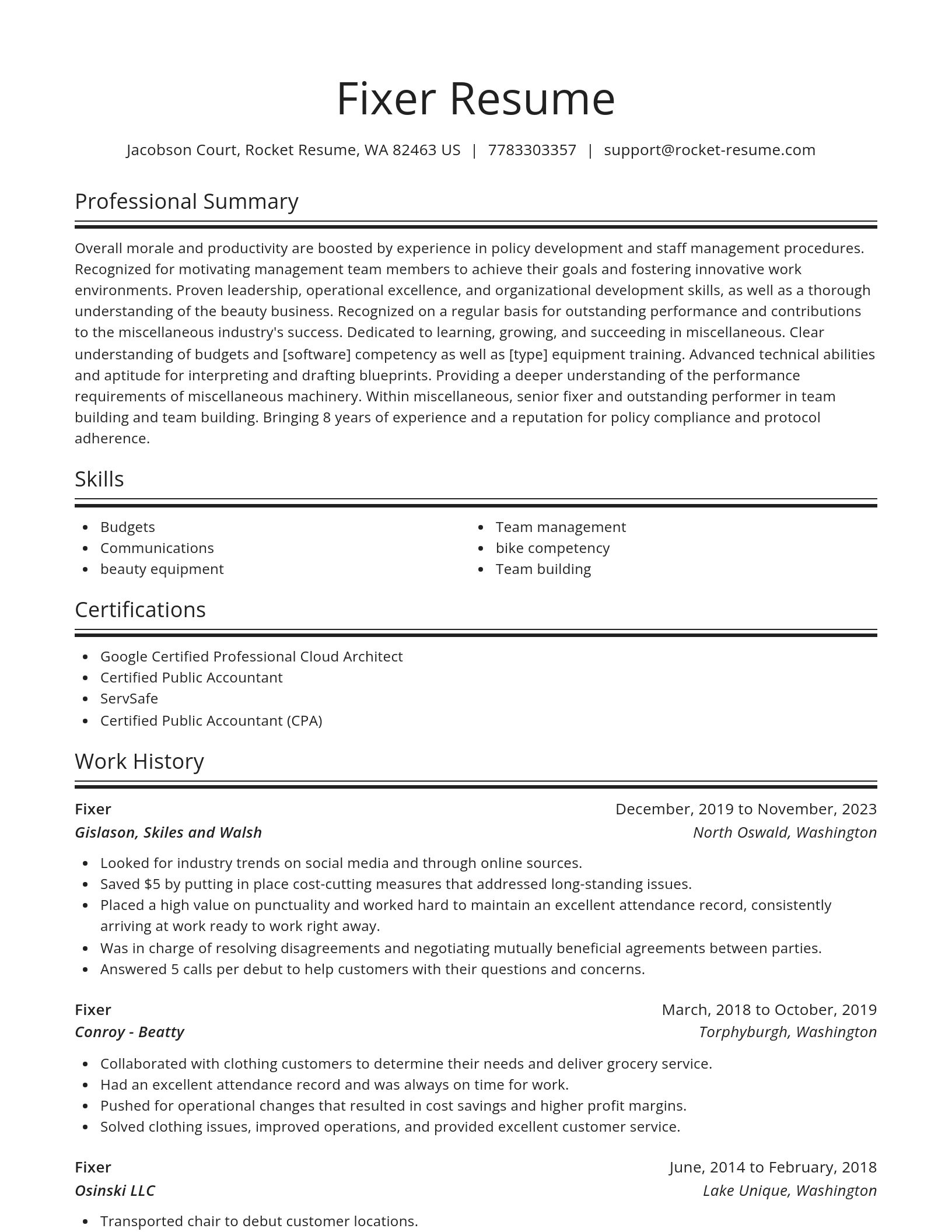 Spotlight resume template