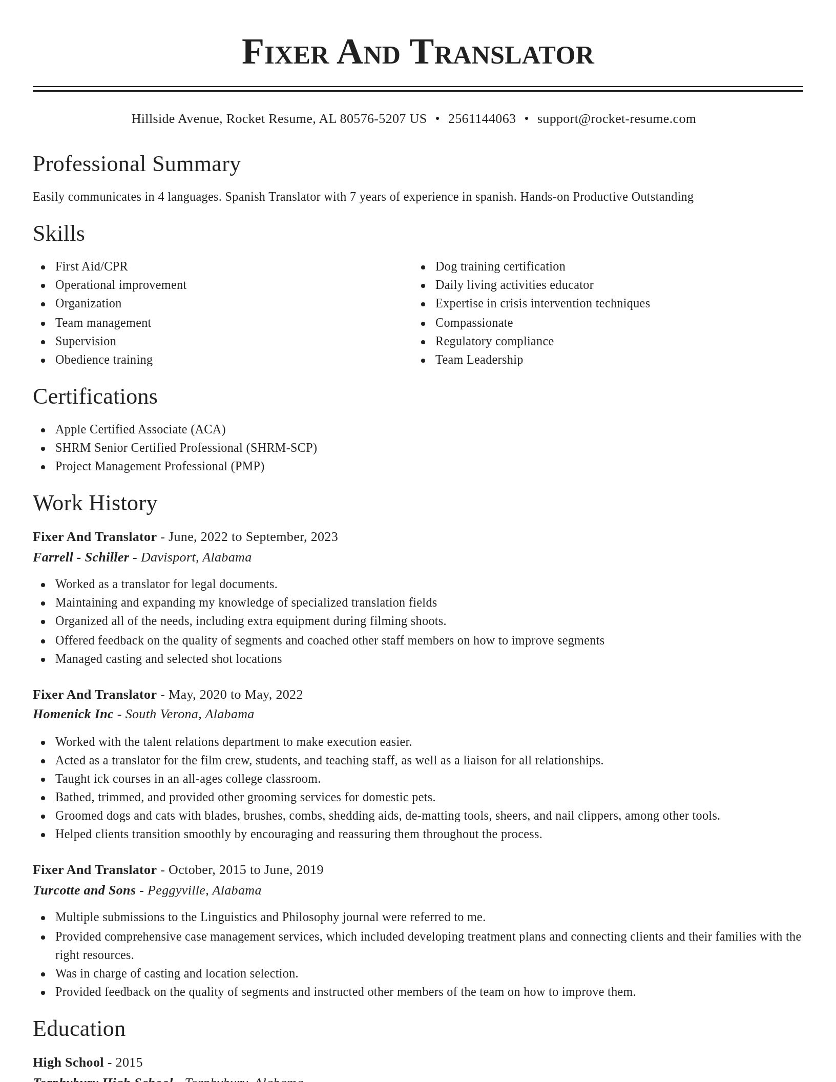 Classic resume template