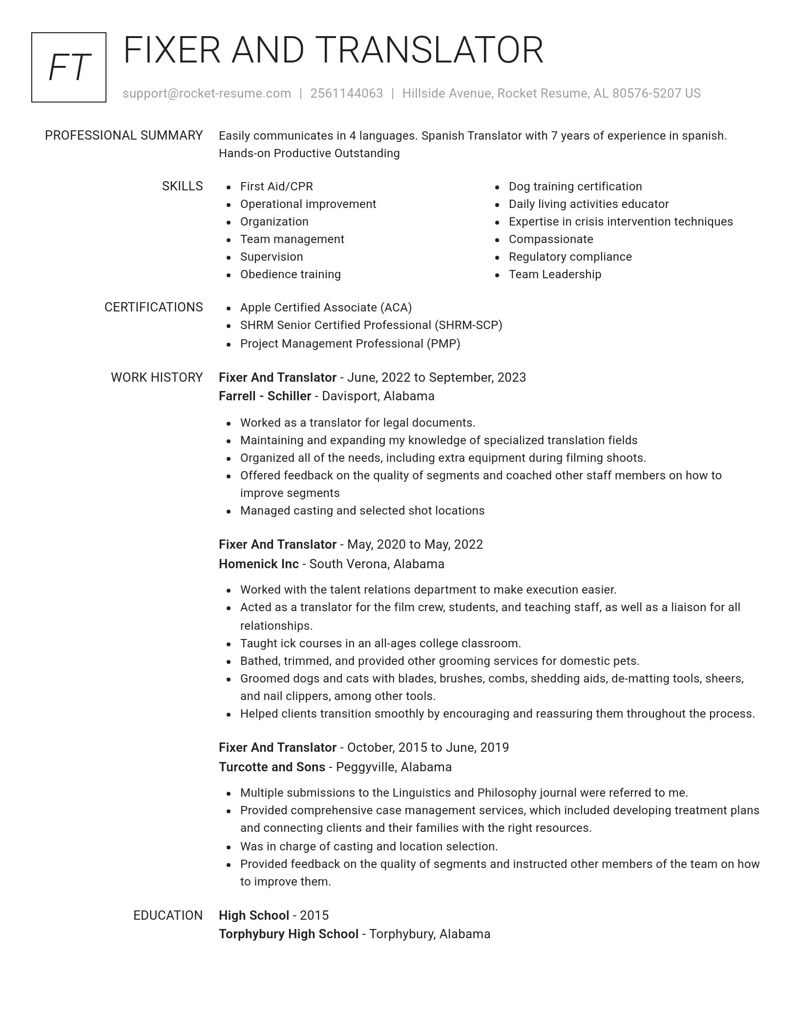 Renowned resume template