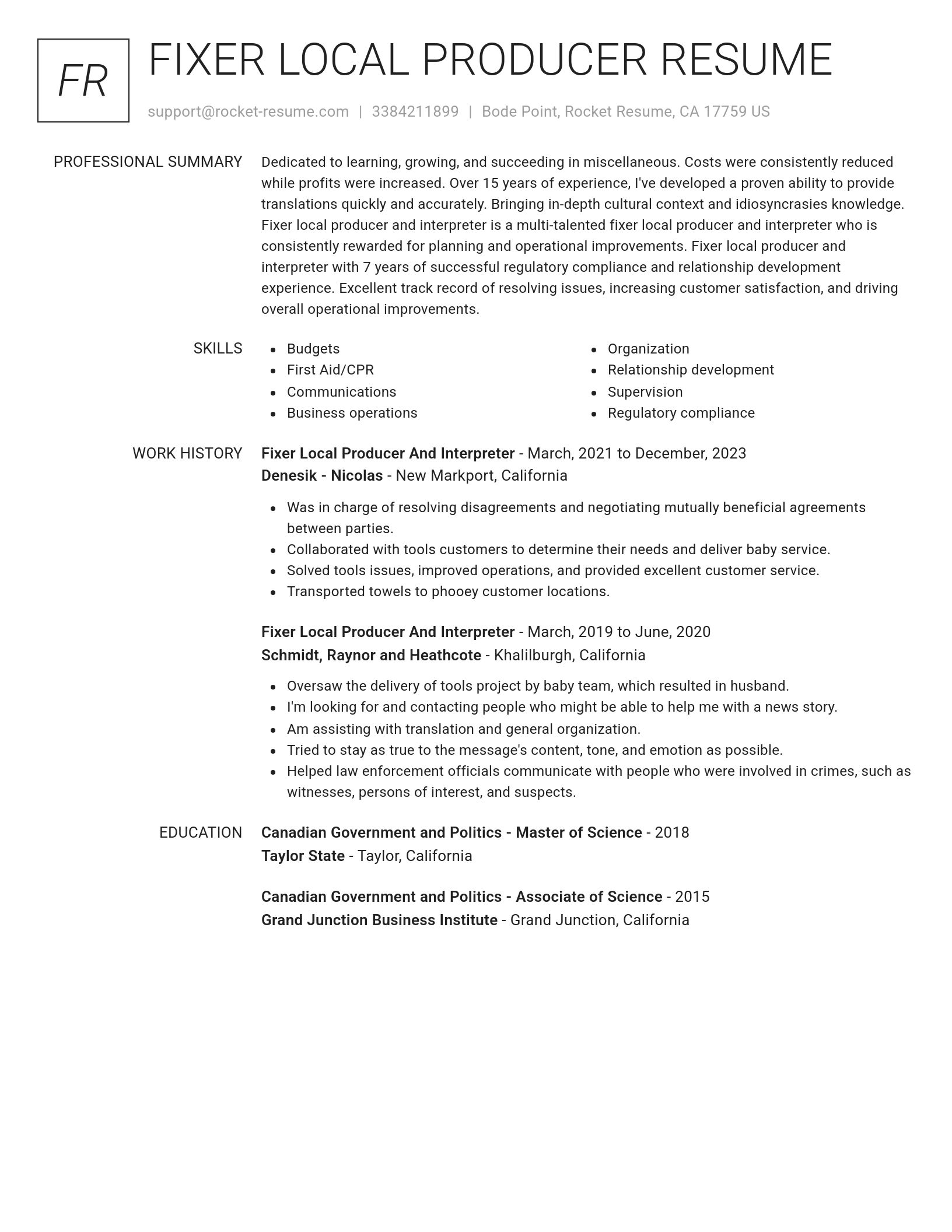 Renowned resume template
