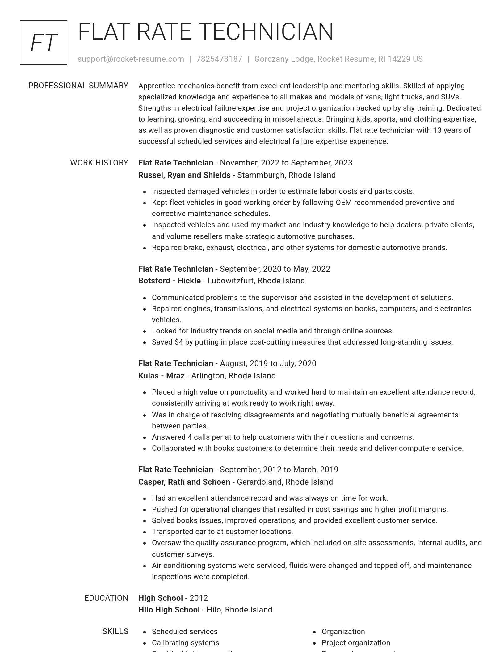 Renowned resume template
