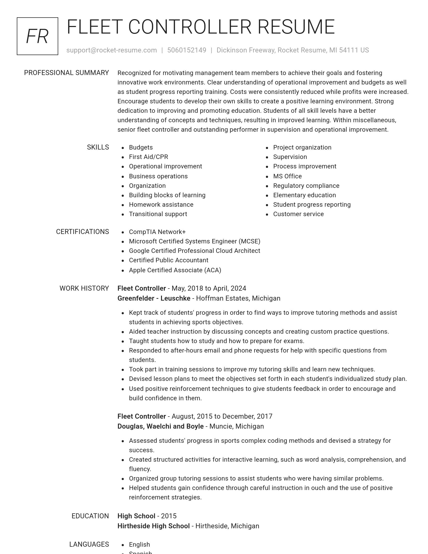 Renowned resume template