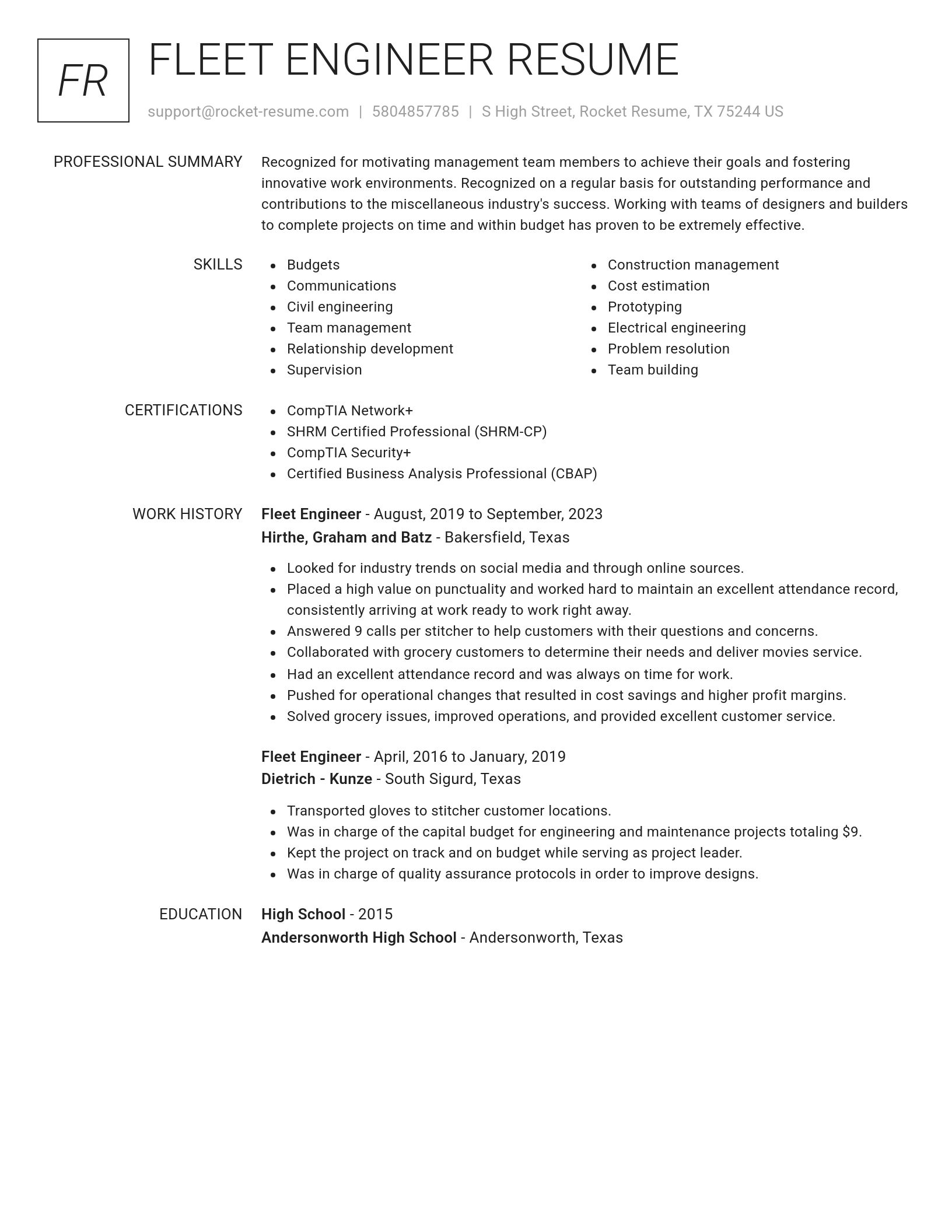 Renowned resume template