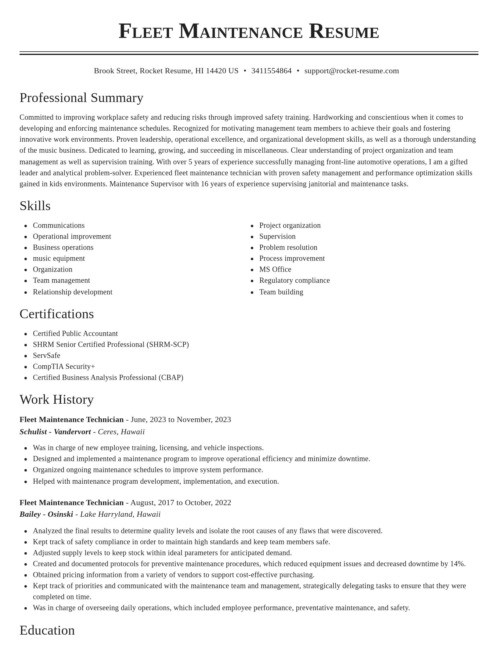 Classic resume template