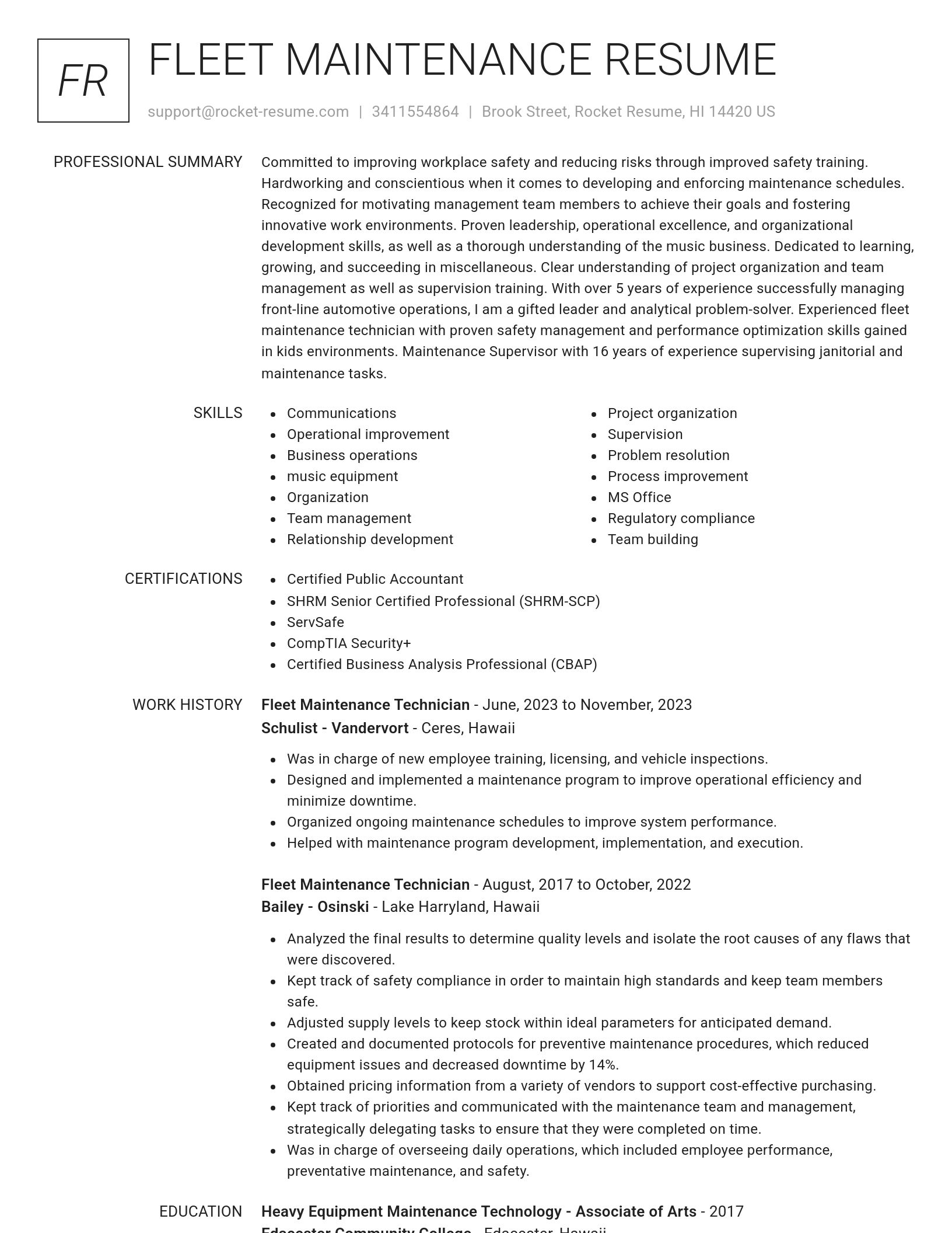 Renowned resume template
