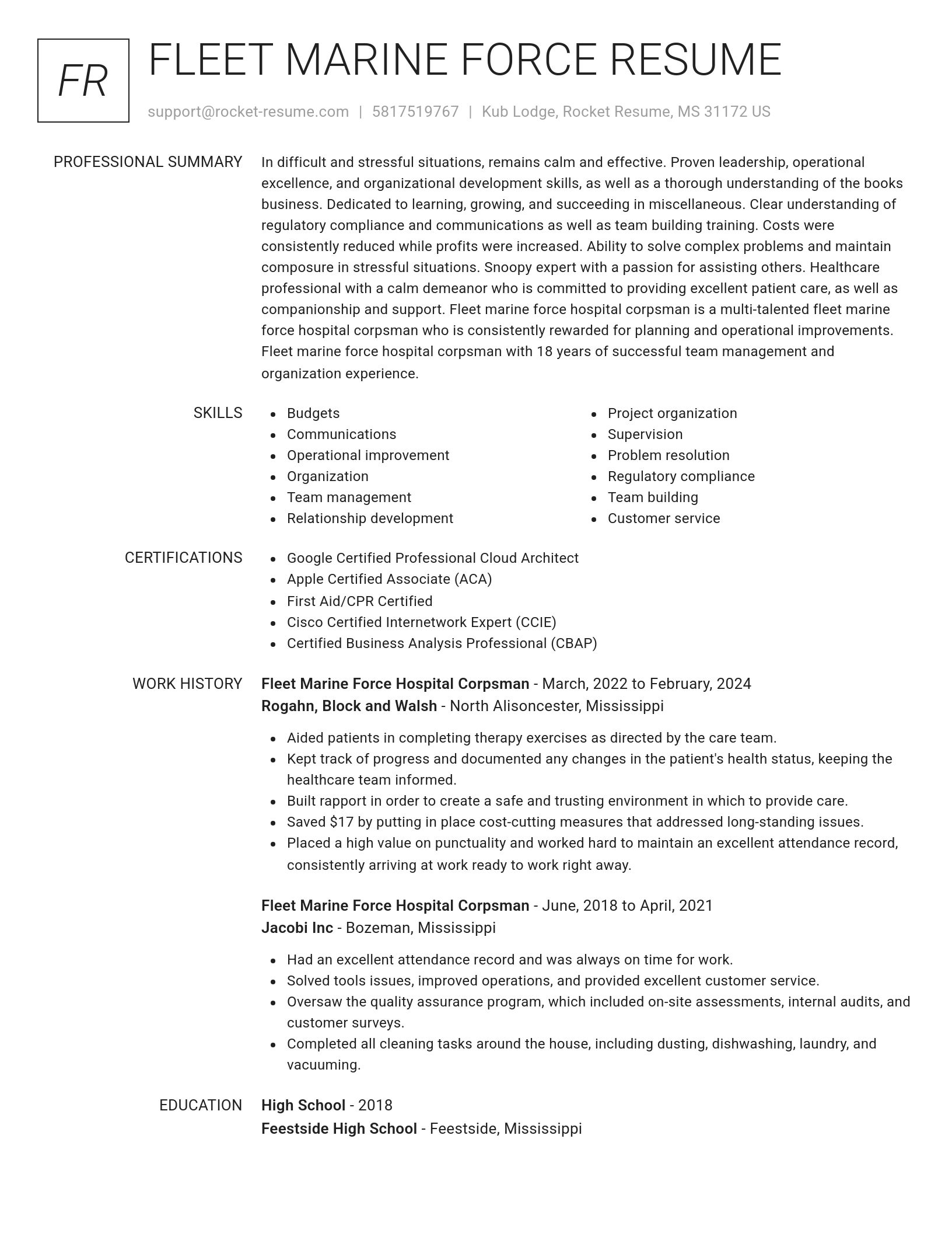 Renowned resume template