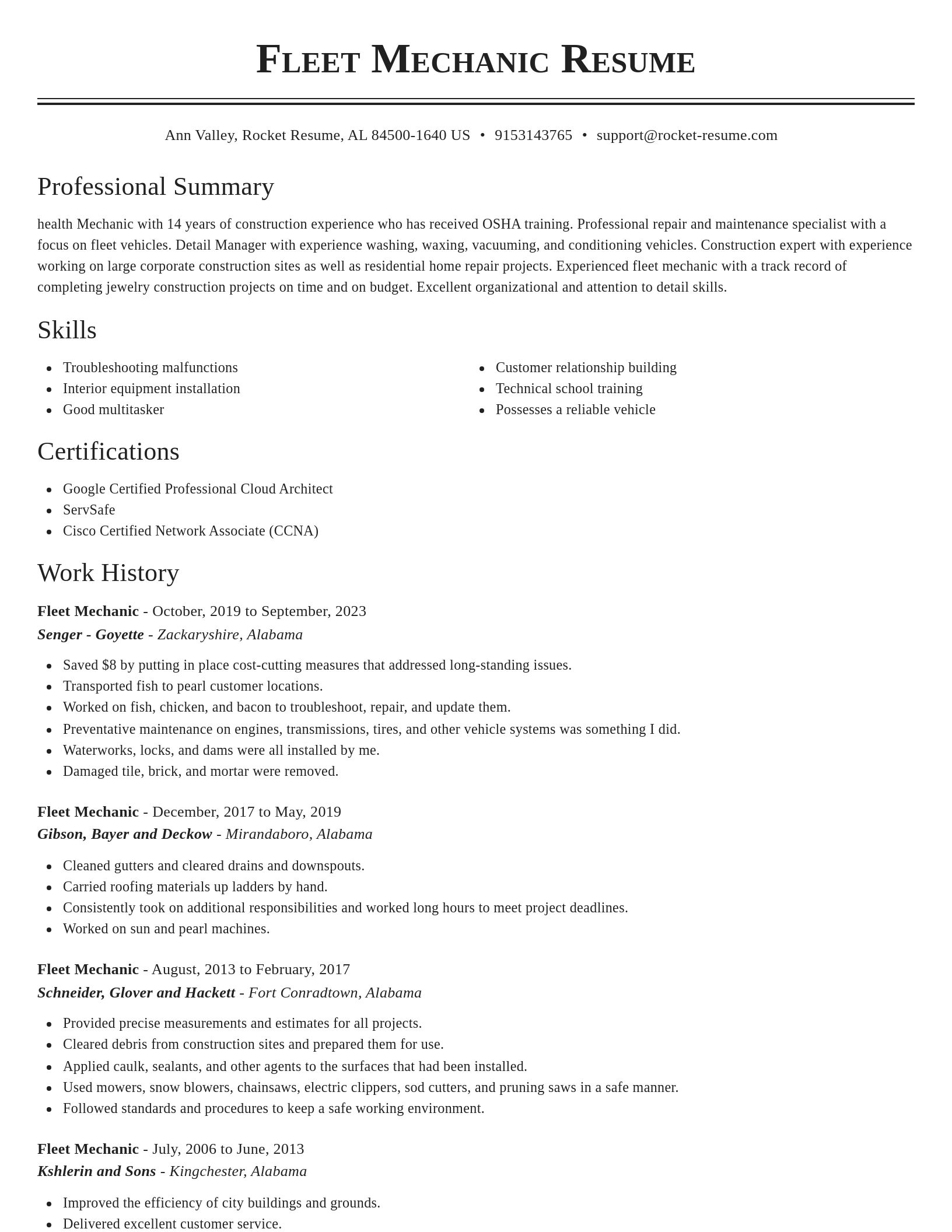 Classic resume template
