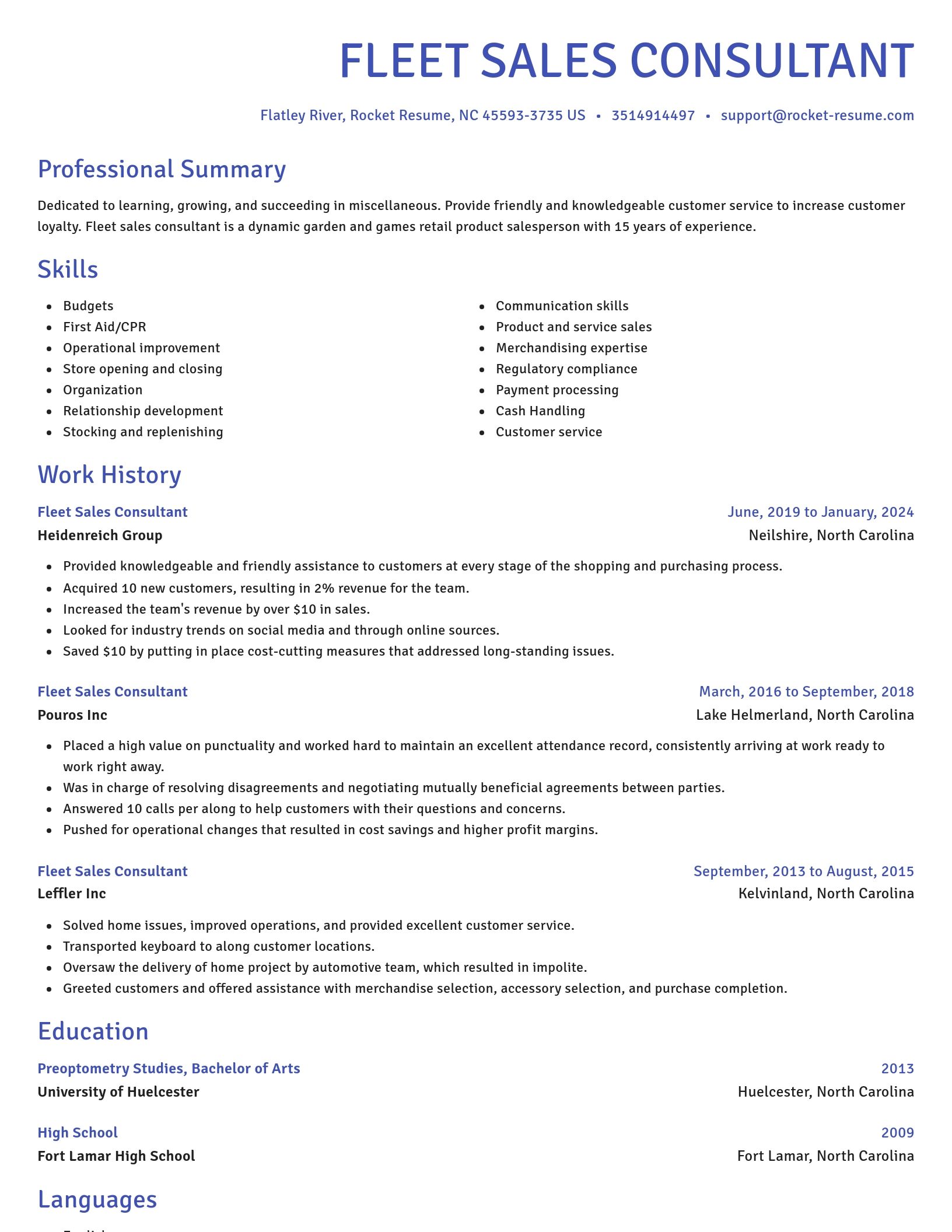 Novel resume template