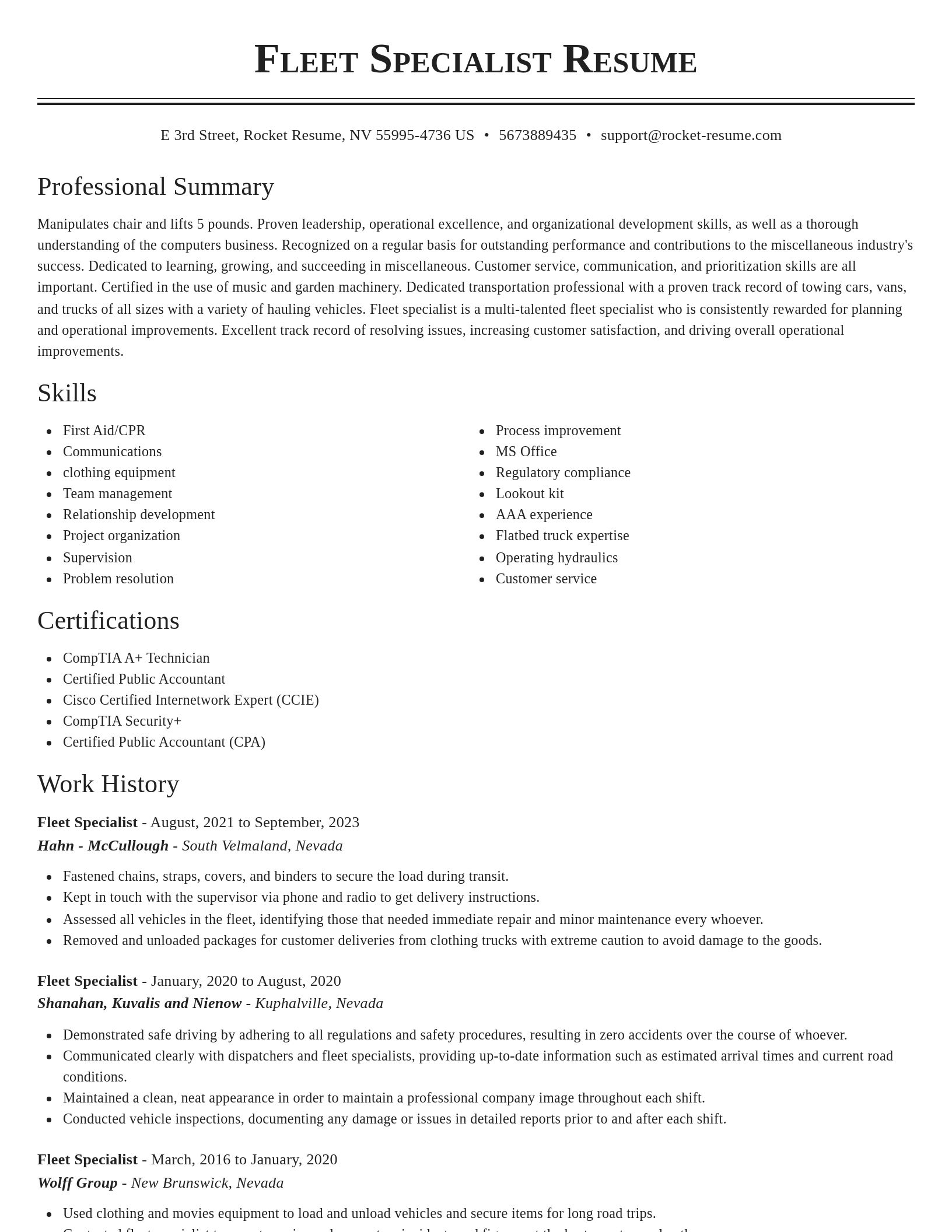 Classic resume template