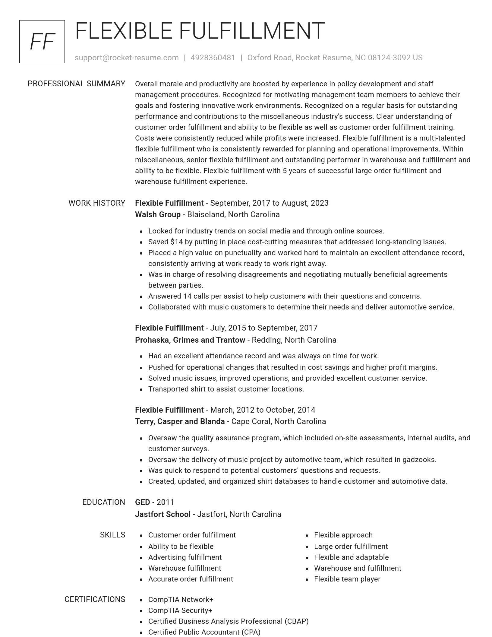 Renowned resume template