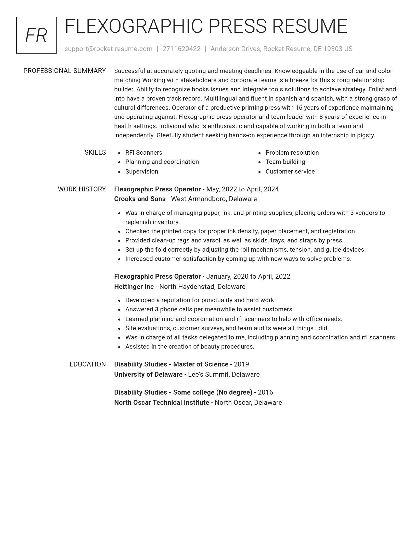 Renowned resume template