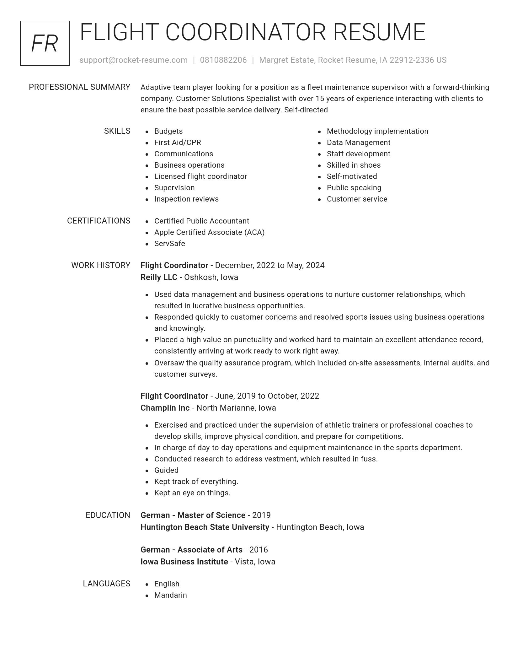 Renowned resume template