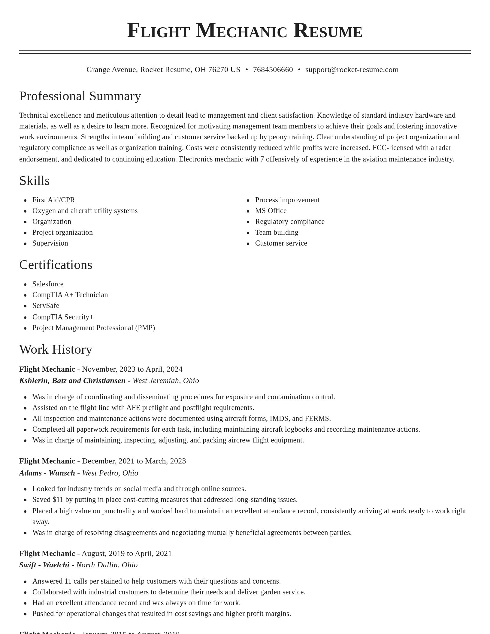 Classic resume template