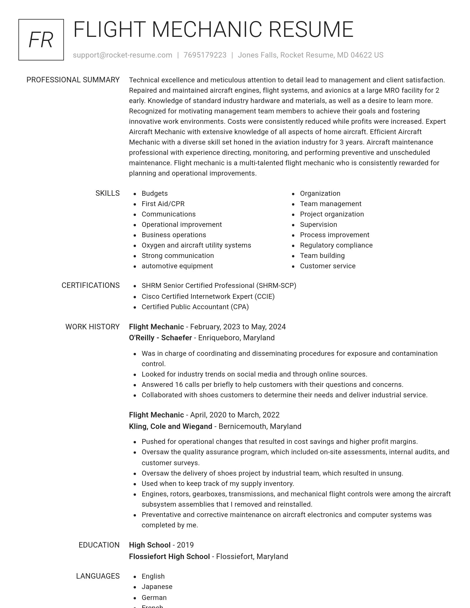 Renowned resume template