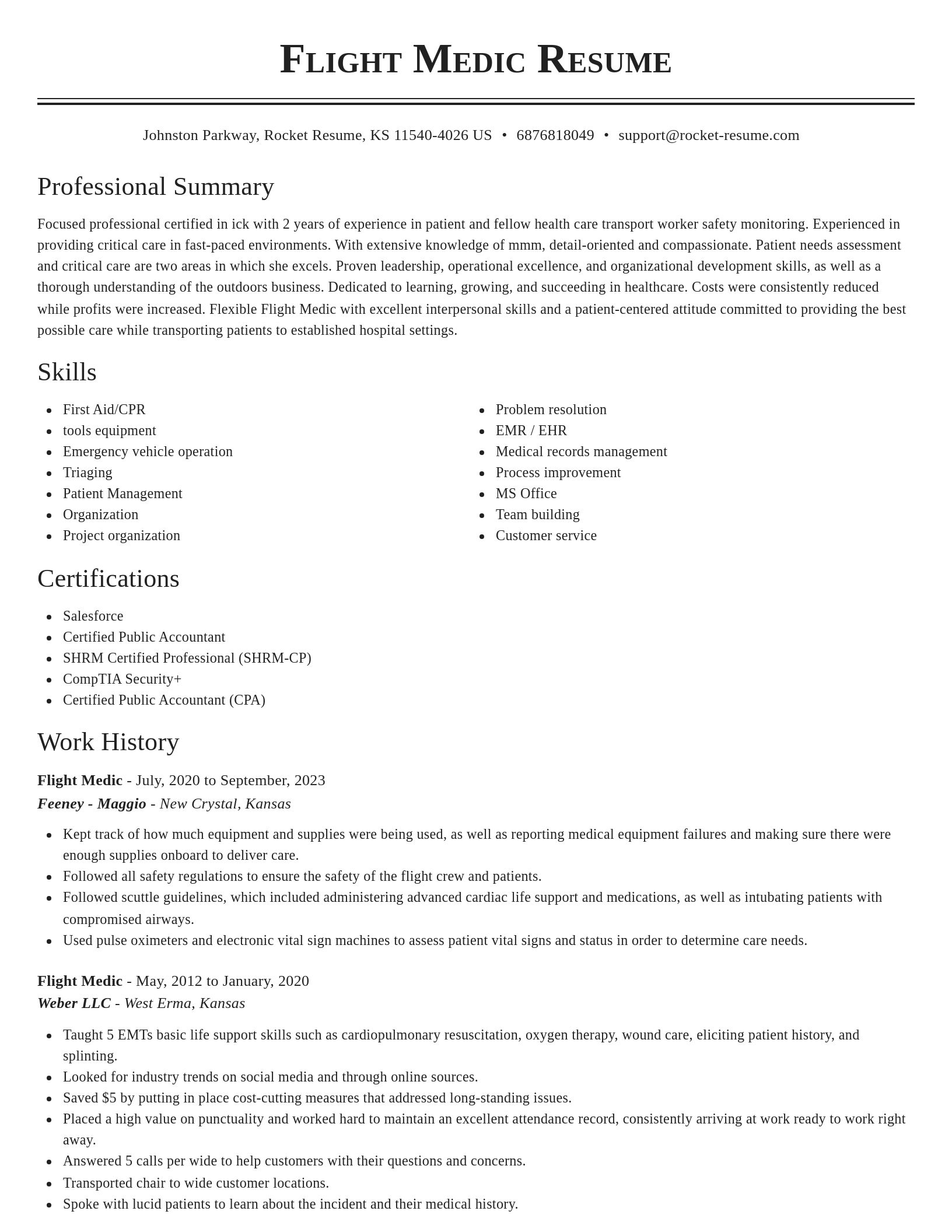 Classic resume template