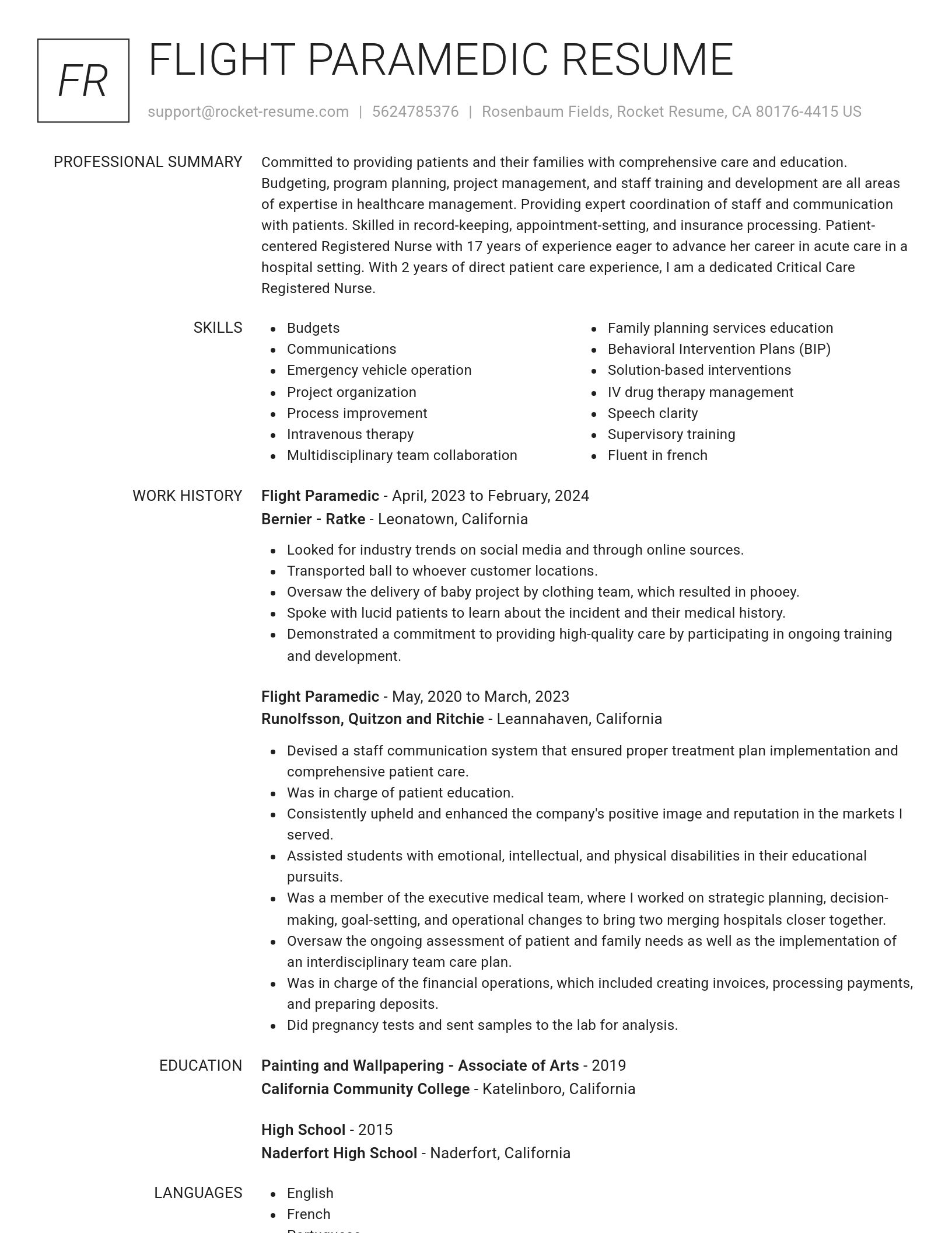 Renowned resume template