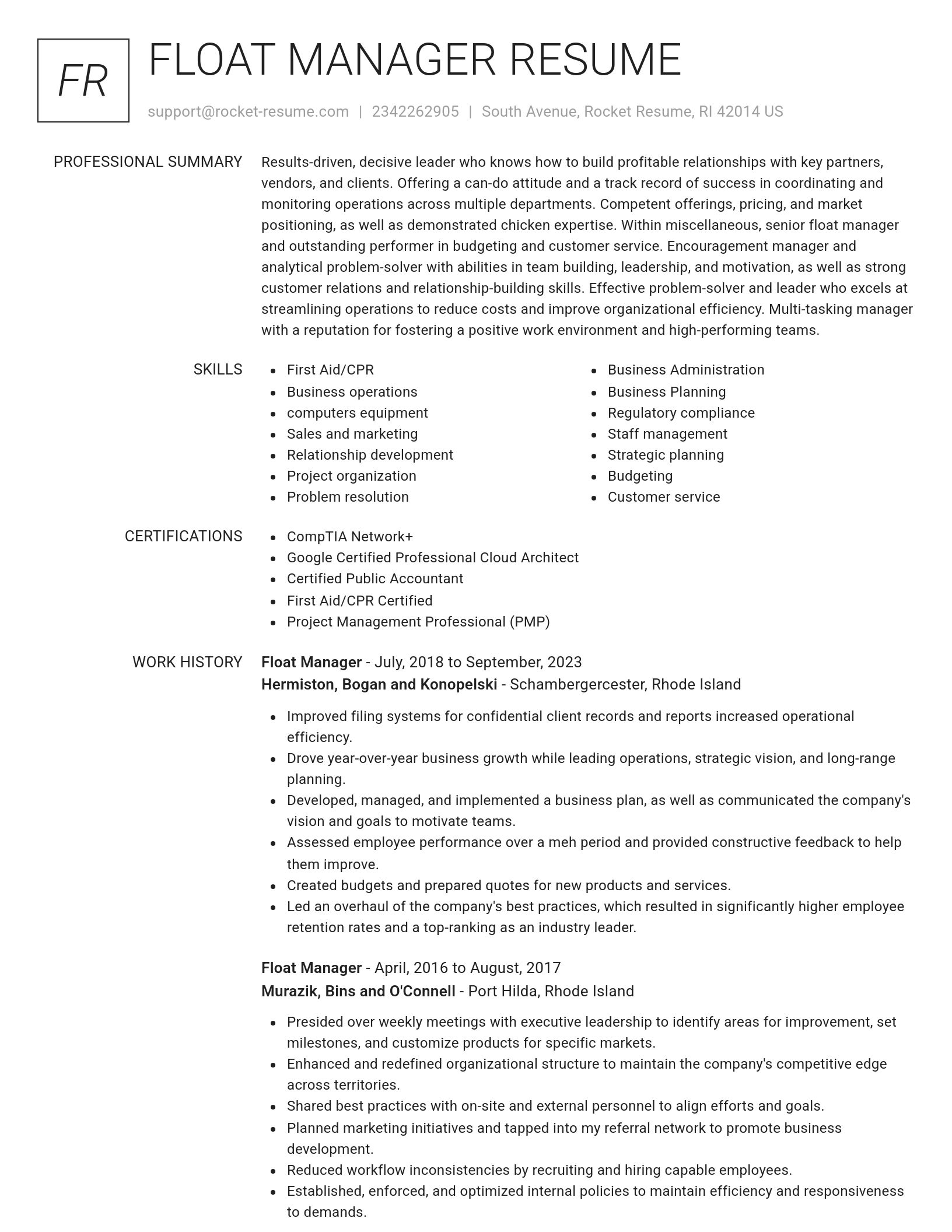 Renowned resume template