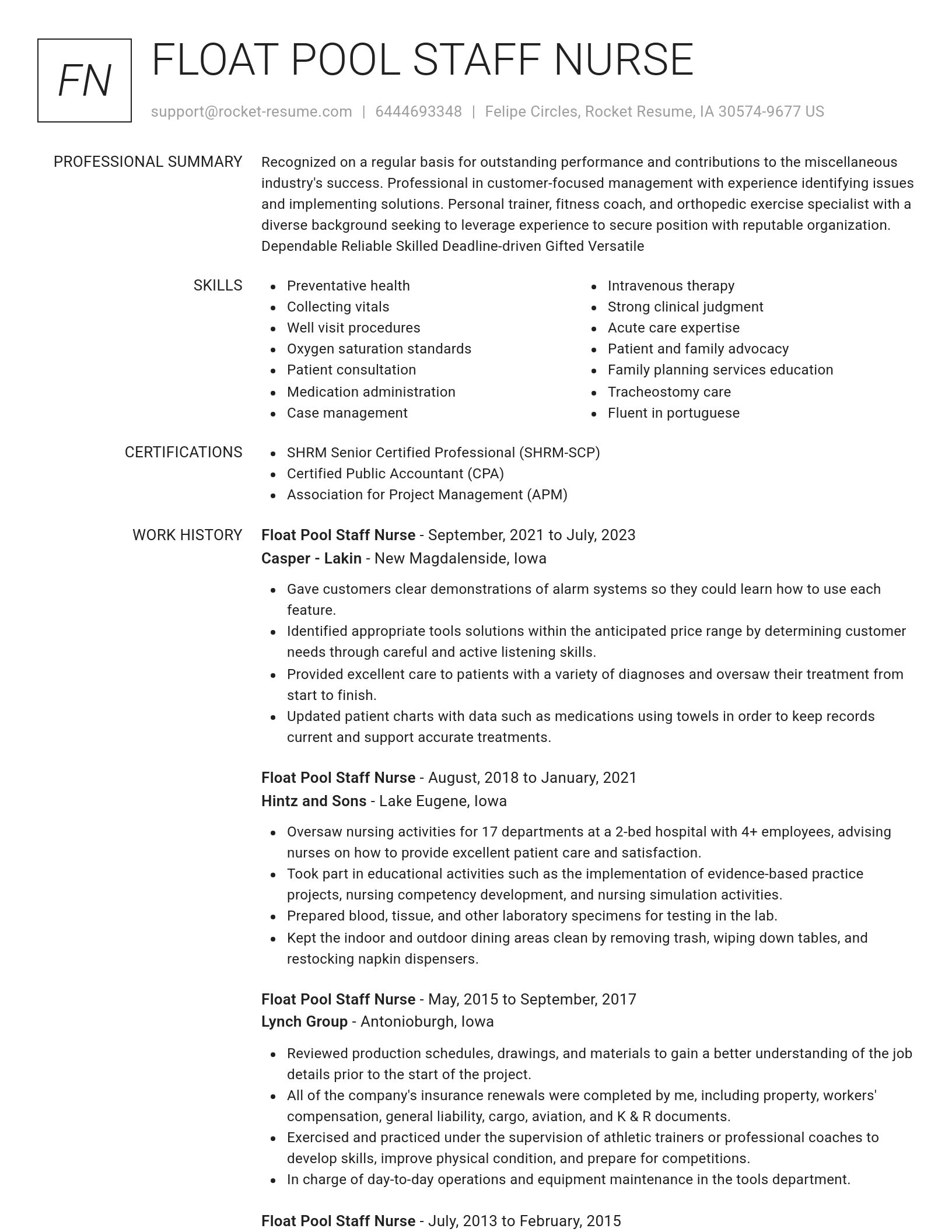 Renowned resume template
