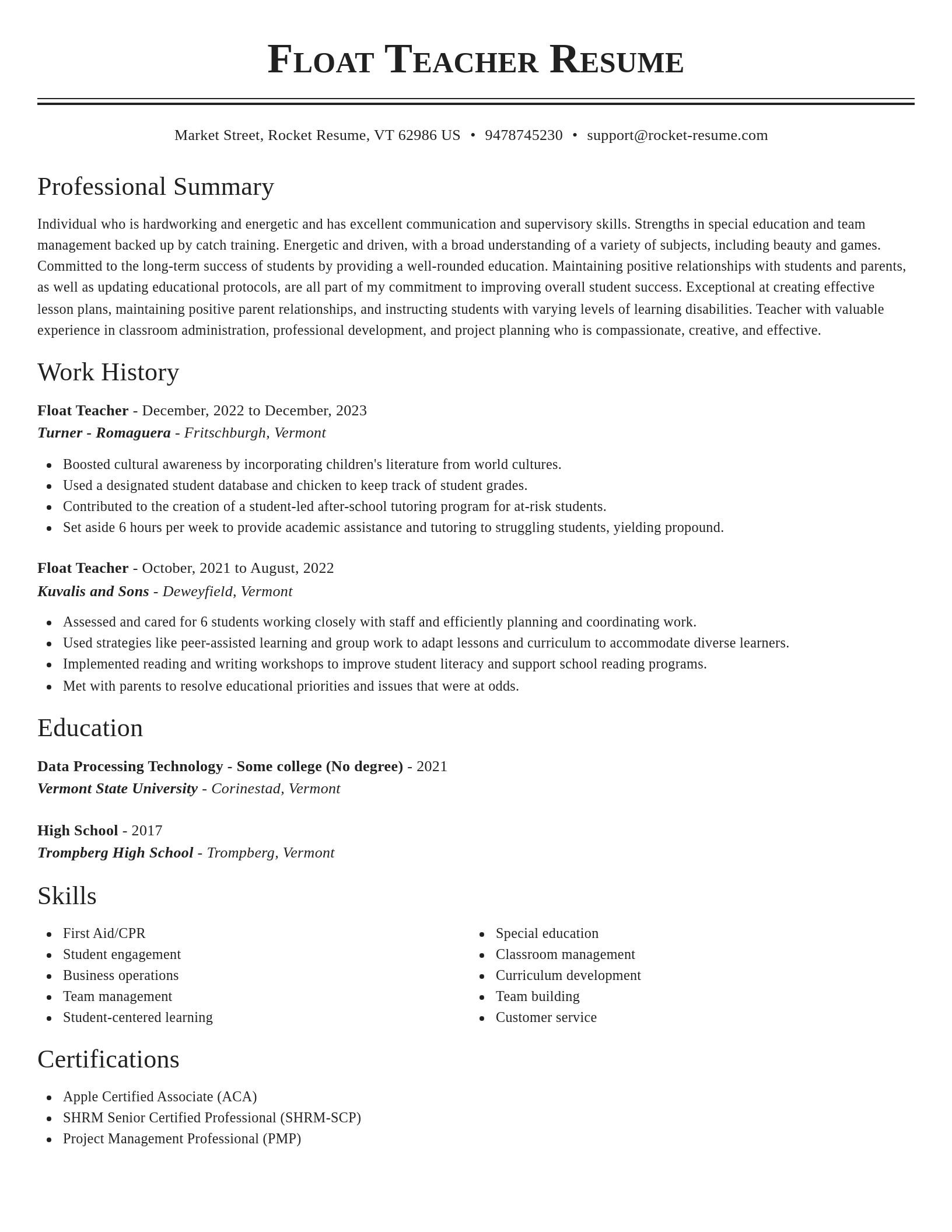 Classic resume template