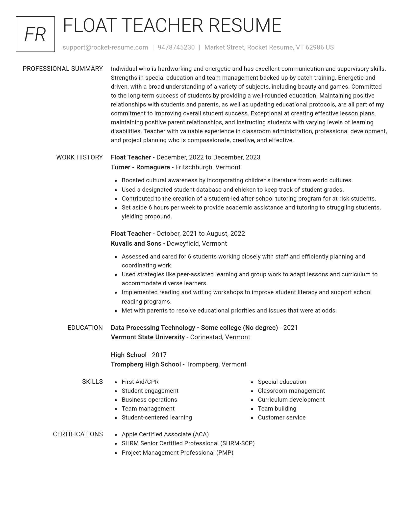 Renowned resume template