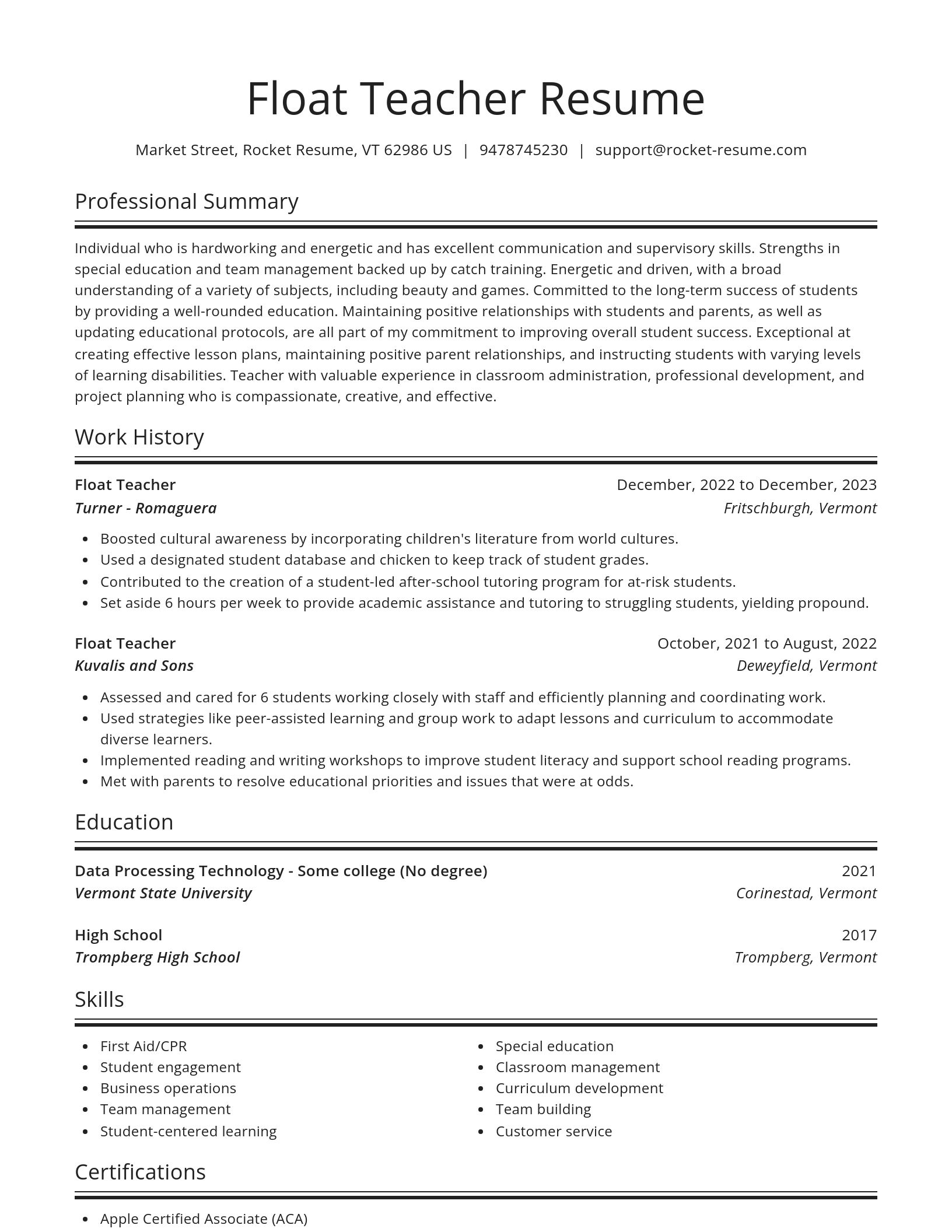 Spotlight resume template