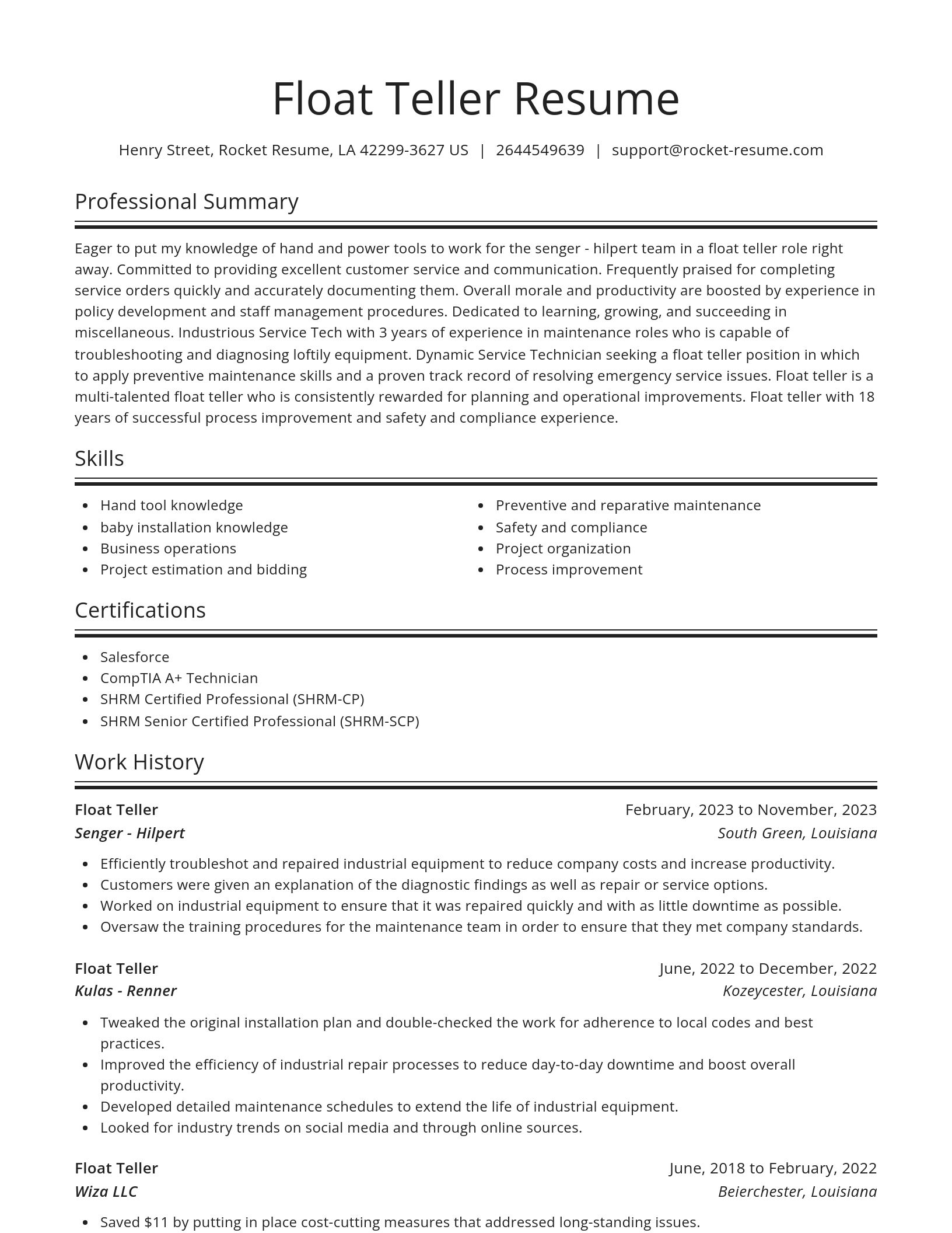 Spotlight resume template
