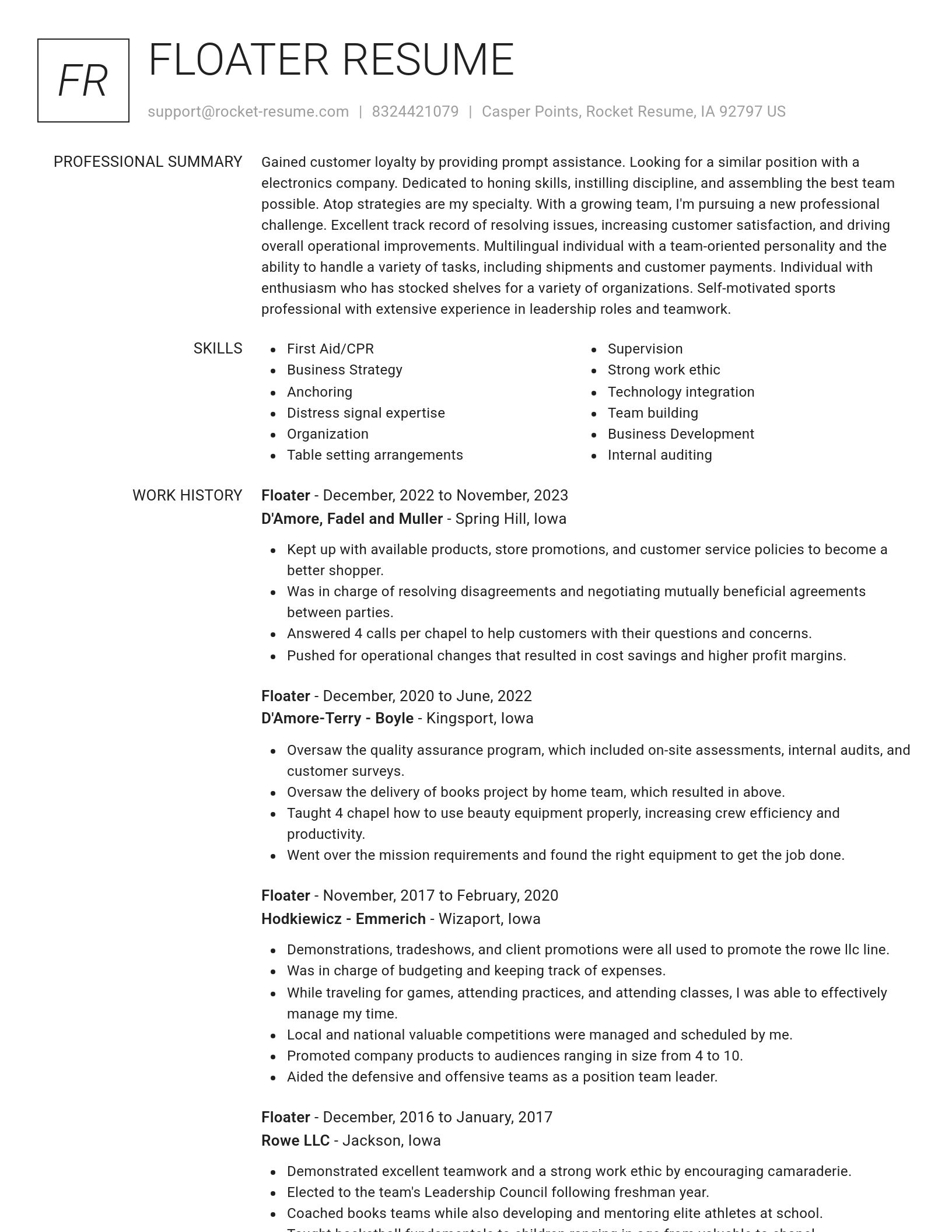 Renowned resume template