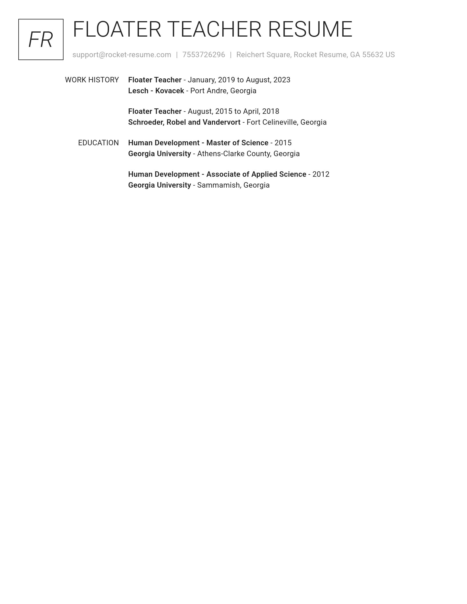 Renowned resume template