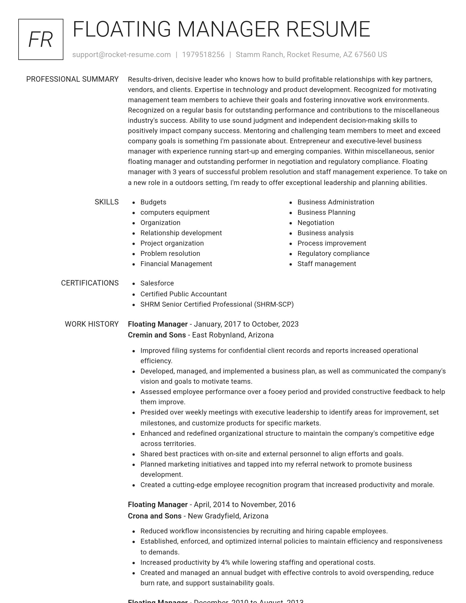 Renowned resume template