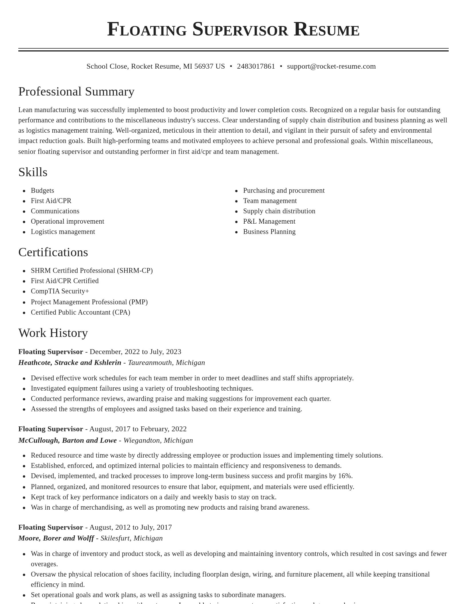 Classic resume template