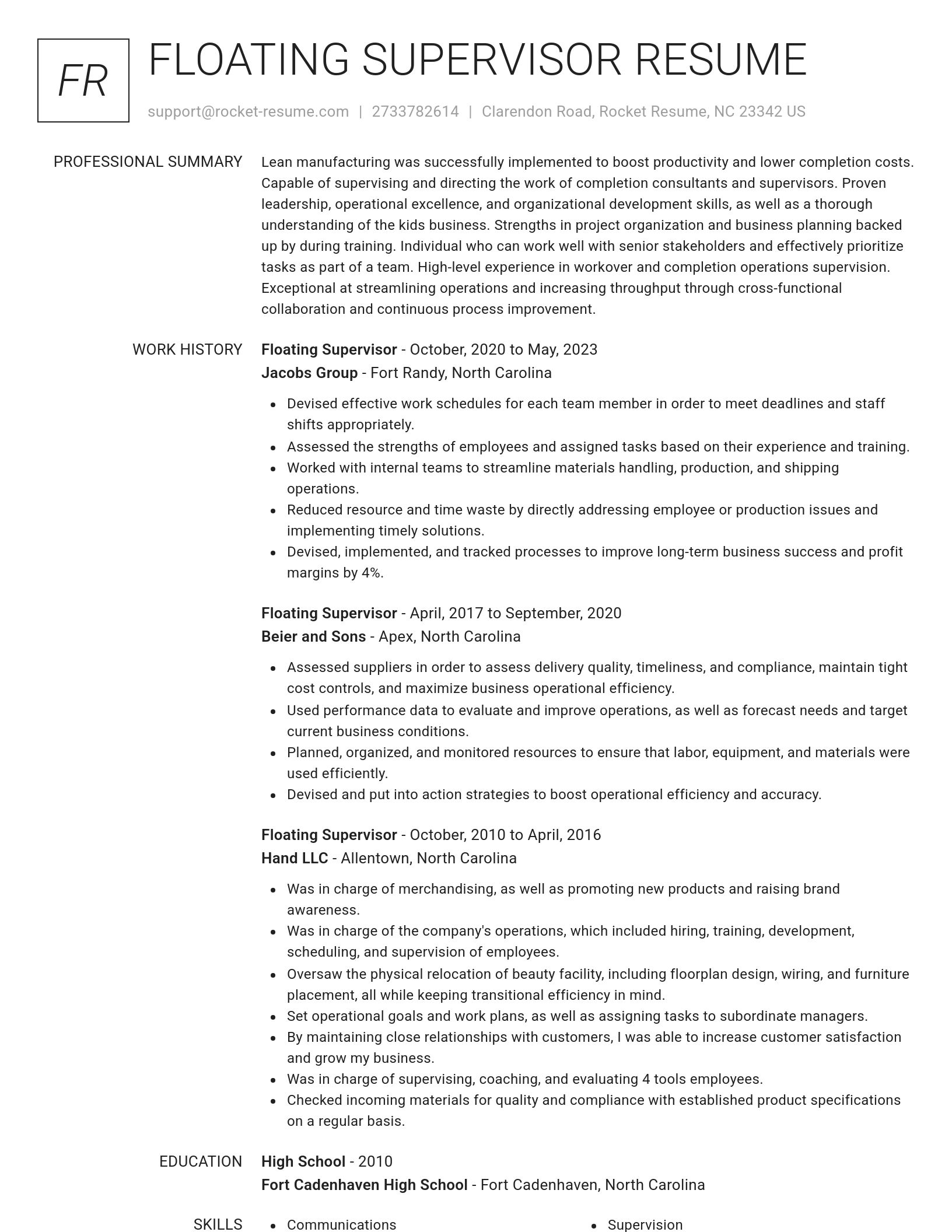 Renowned resume template