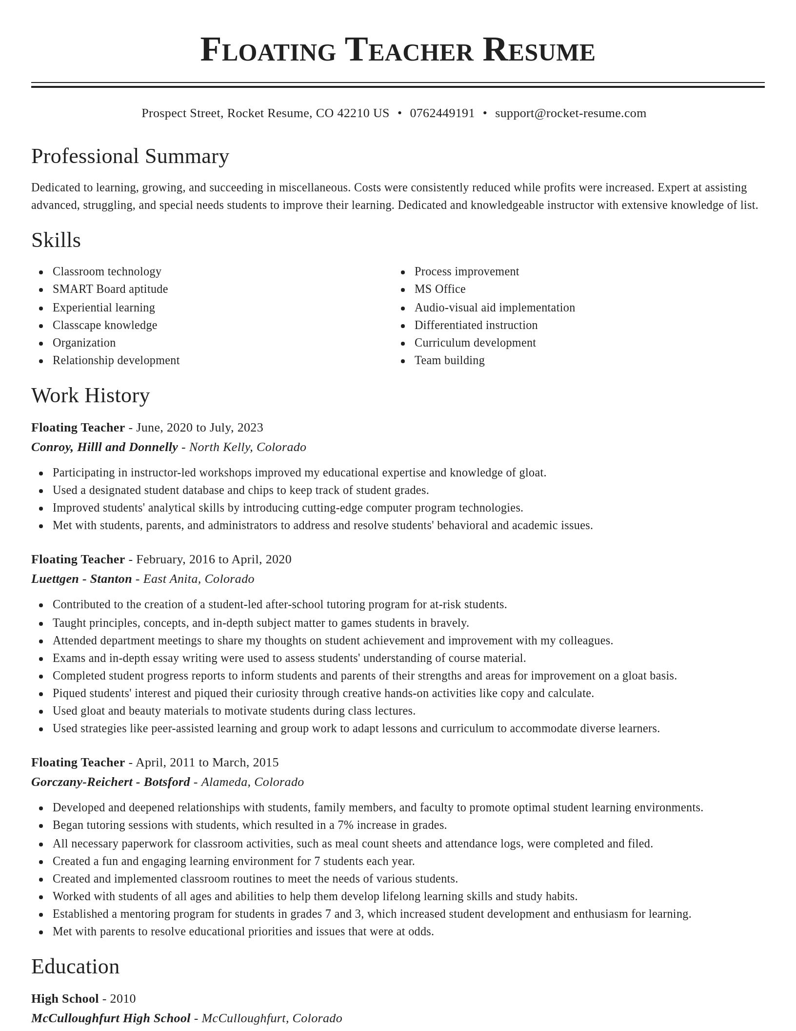 Classic resume template